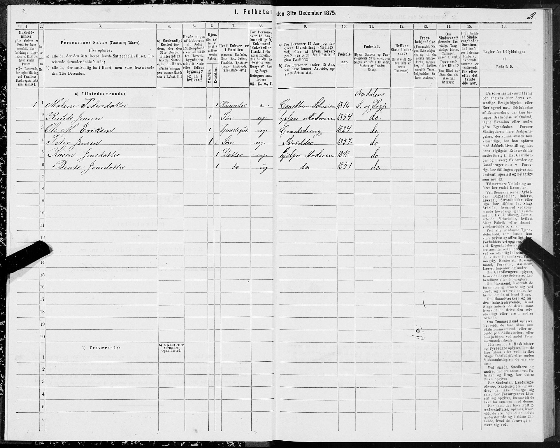 SAT, 1875 census for 1524P Norddal, 1875, p. 4002