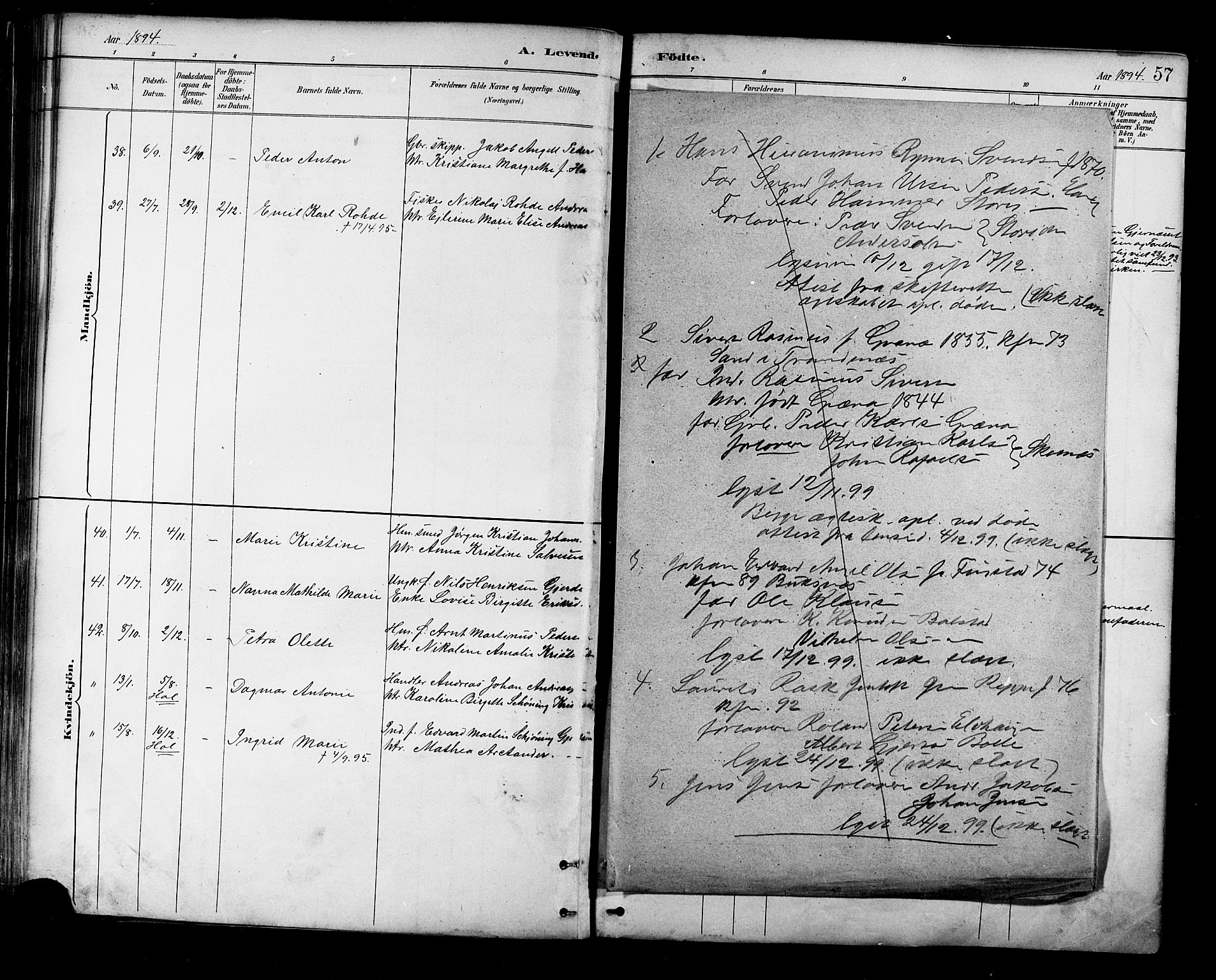 Ministerialprotokoller, klokkerbøker og fødselsregistre - Nordland, AV/SAT-A-1459/881/L1167: Parish register (copy) no. 881C04, 1886-1899, p. 57