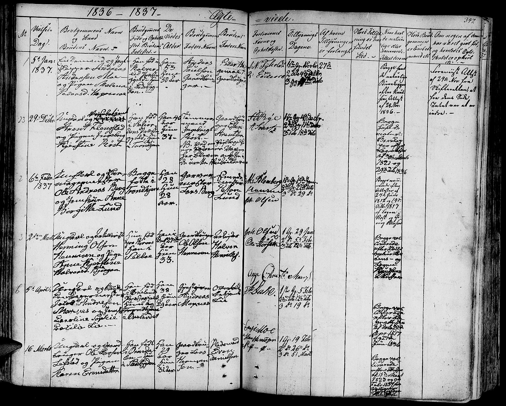 Ministerialprotokoller, klokkerbøker og fødselsregistre - Sør-Trøndelag, SAT/A-1456/602/L0109: Parish register (official) no. 602A07, 1821-1840, p. 347