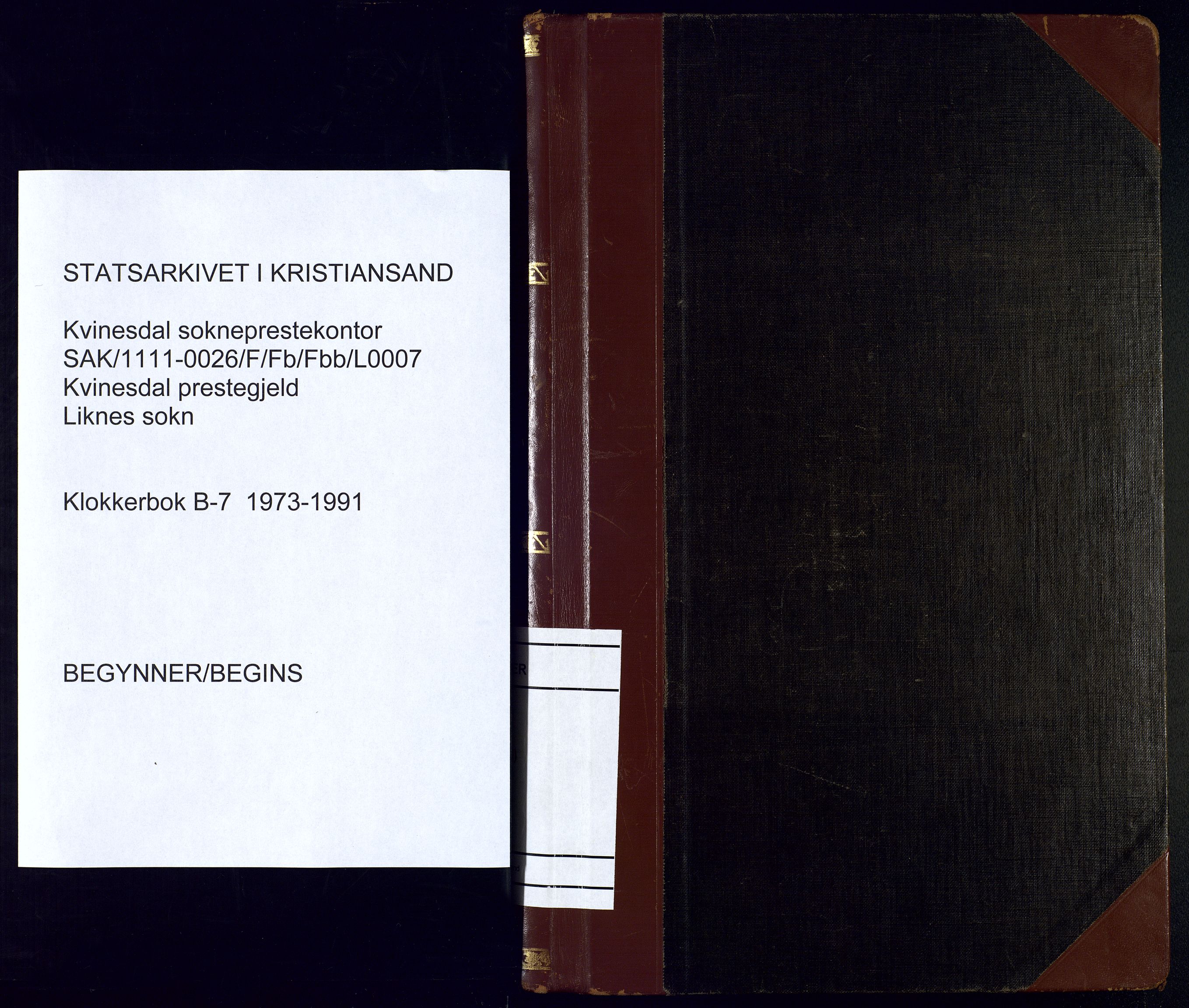 Kvinesdal sokneprestkontor, SAK/1111-0026/F/Fb/Fbb/L0007: Parish register (copy) no. B 7, 1973-1991