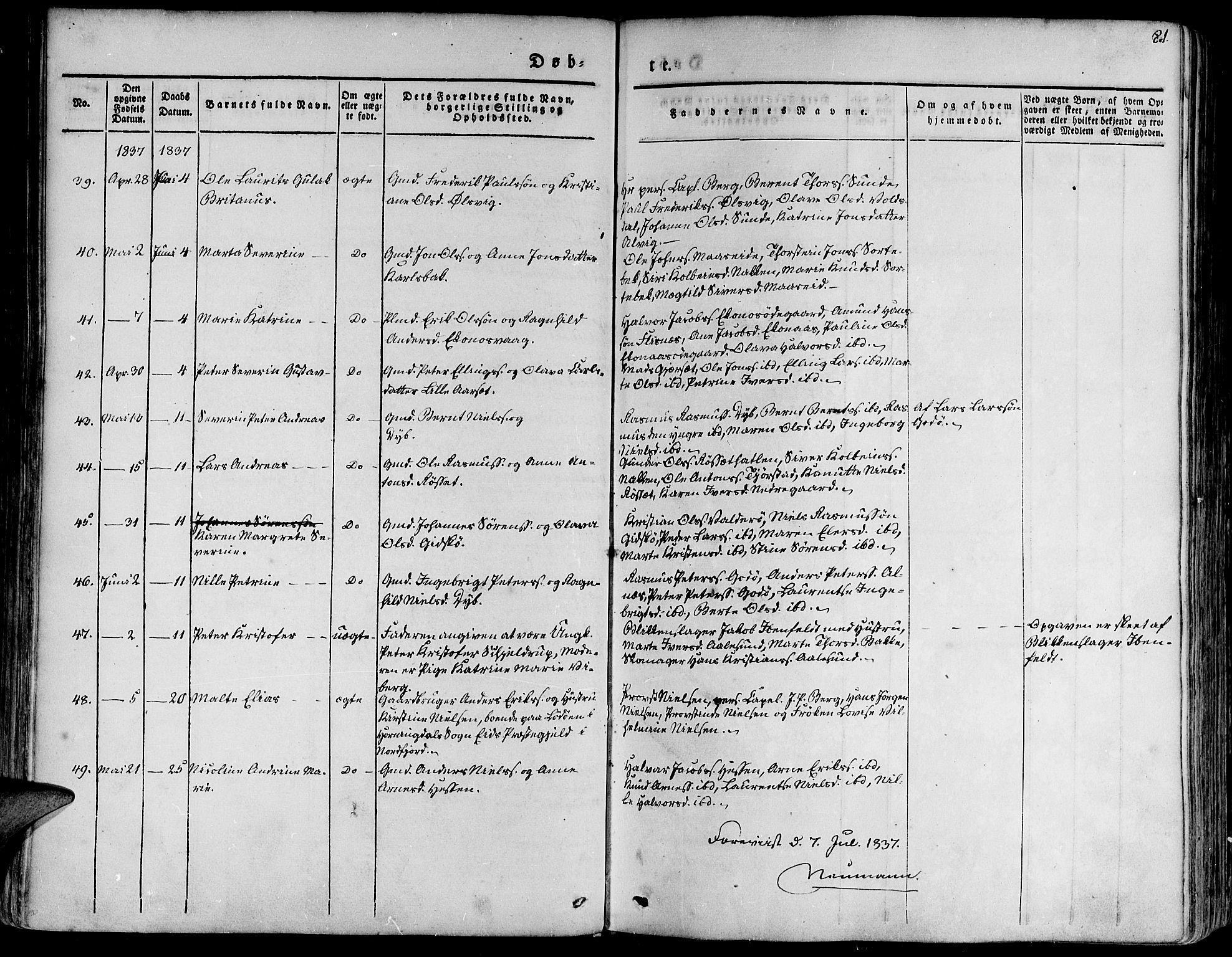 Ministerialprotokoller, klokkerbøker og fødselsregistre - Møre og Romsdal, SAT/A-1454/528/L0395: Parish register (official) no. 528A06, 1828-1839, p. 81