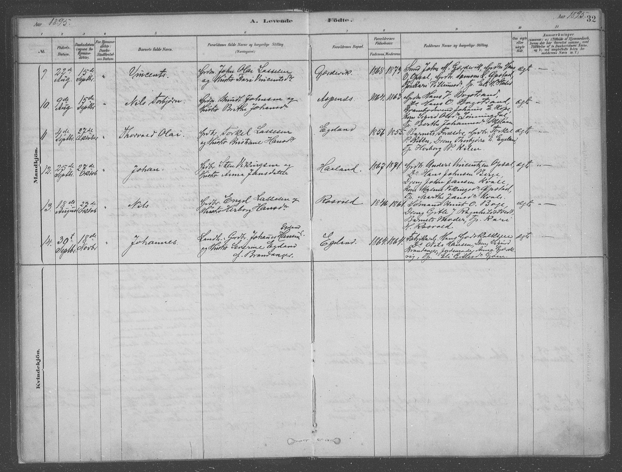 Fusa sokneprestembete, AV/SAB-A-75401/H/Haa: Parish register (official) no. B 1, 1880-1938, p. 32