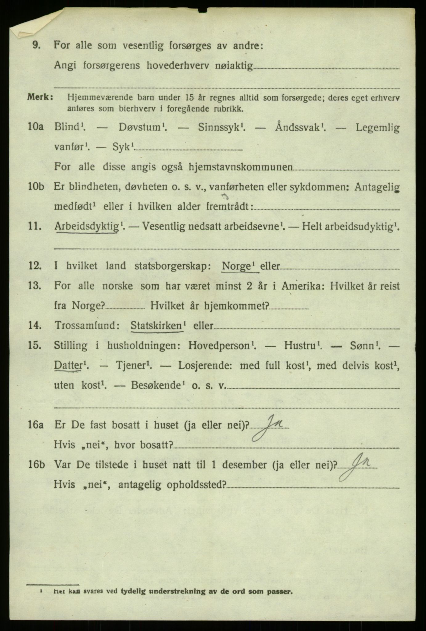 SAB, 1920 census for Hosanger, 1920, p. 1154