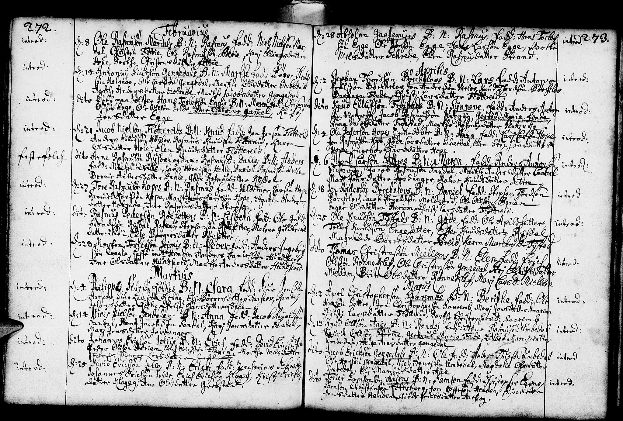 Gloppen sokneprestembete, AV/SAB-A-80101/H/Haa/Haaa/L0001: Parish register (official) no. A 1, 1686-1711, p. 272-273