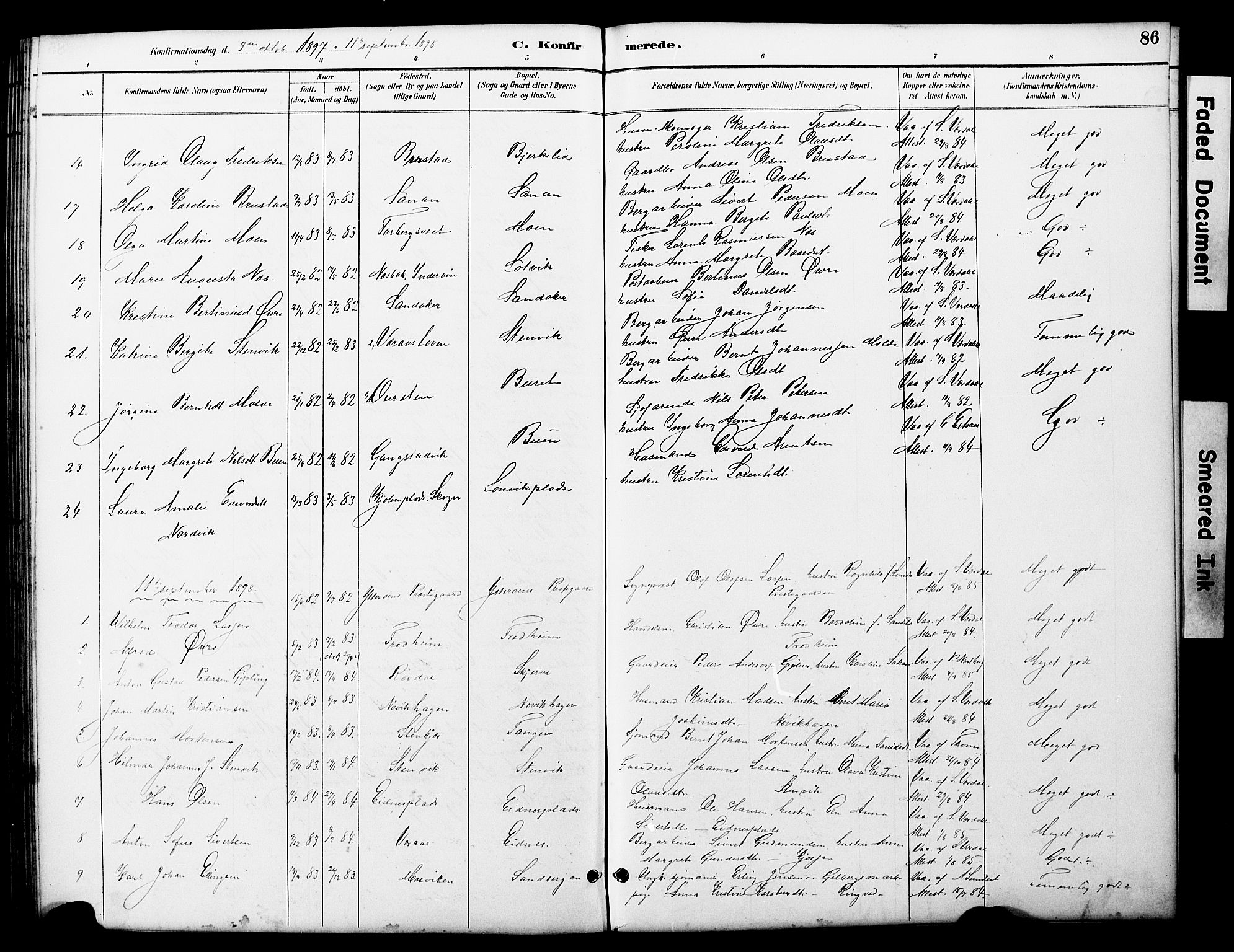 Ministerialprotokoller, klokkerbøker og fødselsregistre - Nord-Trøndelag, SAT/A-1458/722/L0226: Parish register (copy) no. 722C02, 1889-1927, p. 86