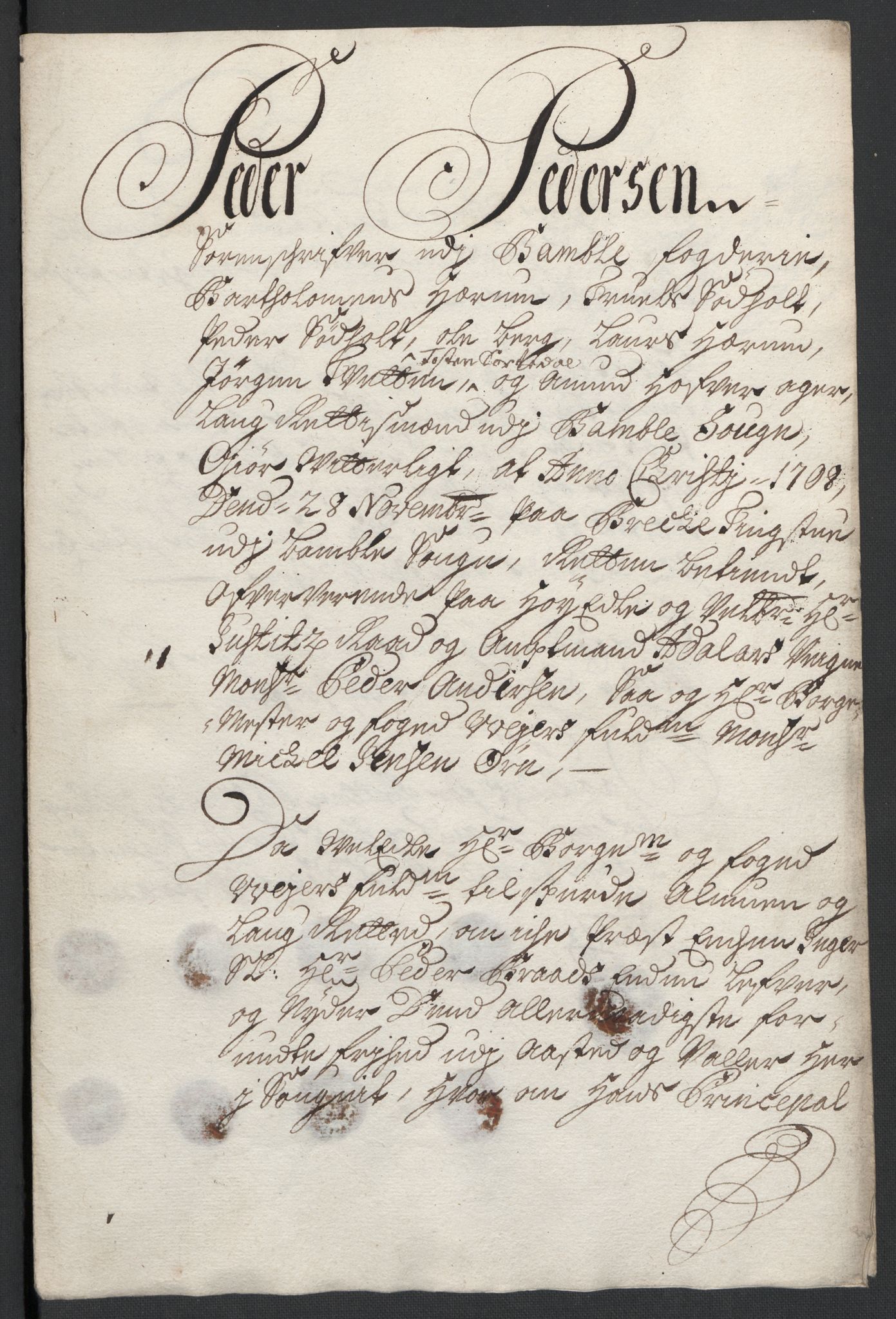 Rentekammeret inntil 1814, Reviderte regnskaper, Fogderegnskap, RA/EA-4092/R36/L2118: Fogderegnskap Øvre og Nedre Telemark og Bamble, 1708-1709, p. 116