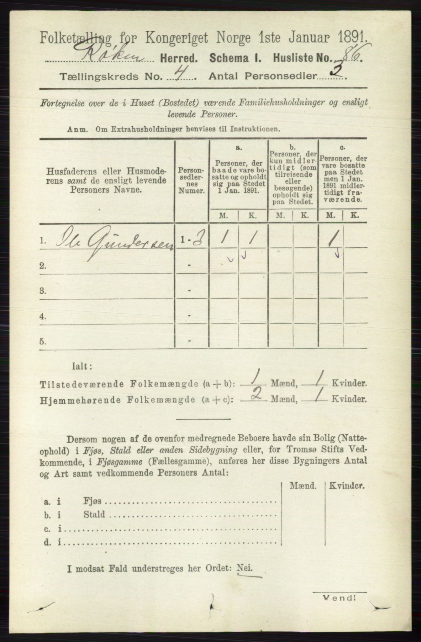 RA, 1891 census for 0627 Røyken, 1891, p. 1819