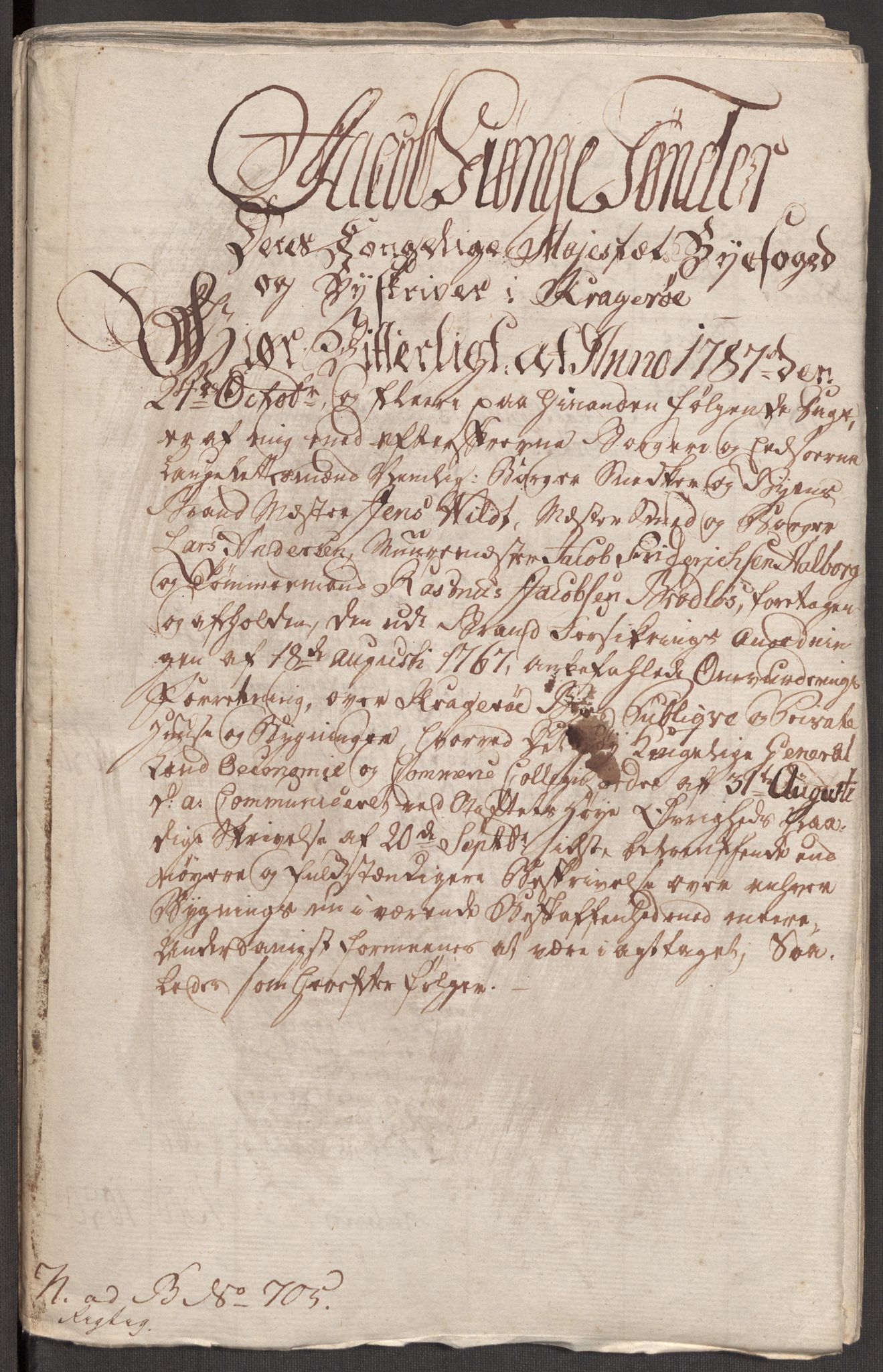 Kommersekollegiet, Brannforsikringskontoret 1767-1814, RA/EA-5458/F/Fa/L0032/0004: Kragerø / Branntakstprotokoll, 1787