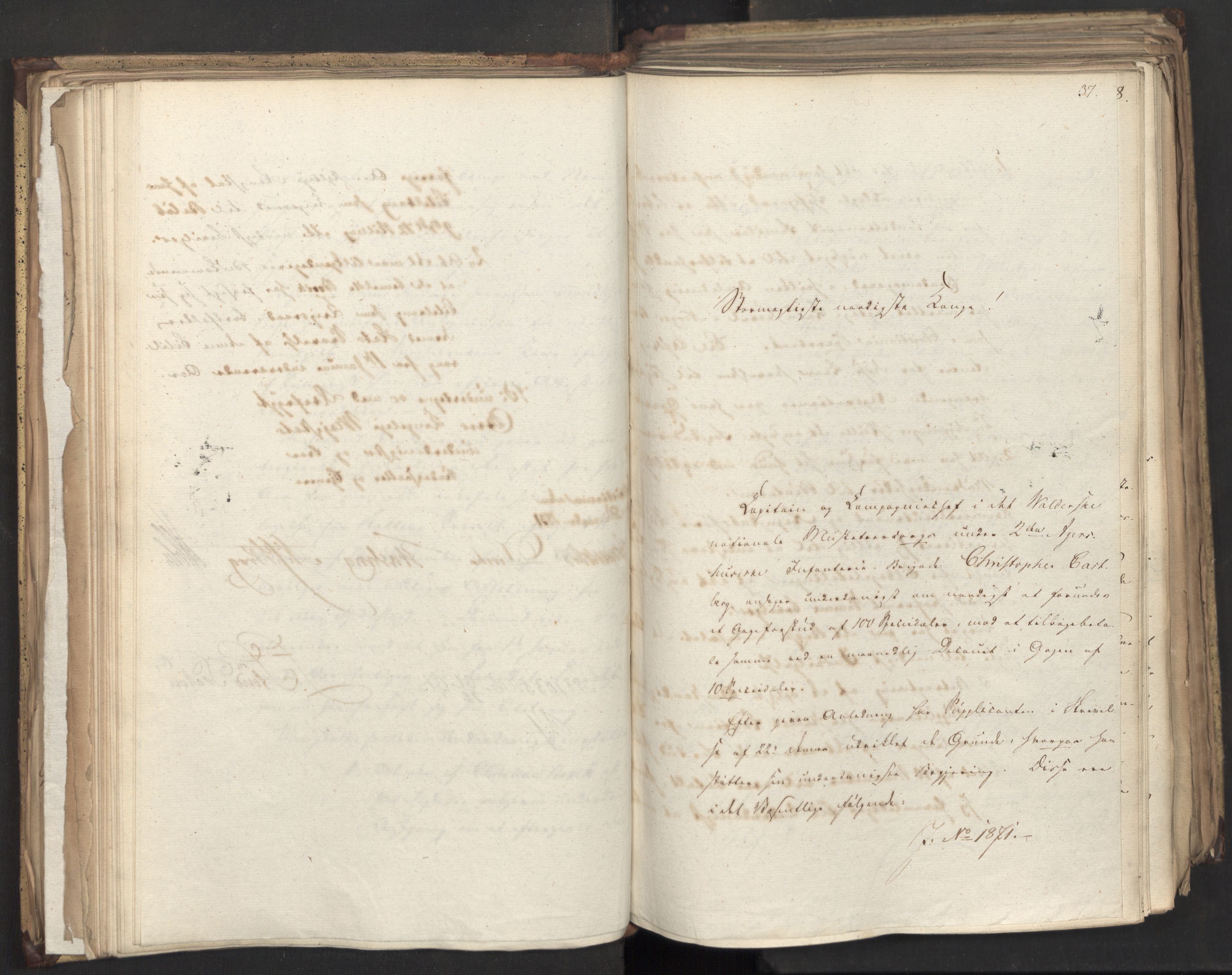 Statsrådsavdelingen i Stockholm, AV/RA-S-1003/D/Da/L0075: Regjeringsinnstillinger nr. 1840-1940, 1831, p. 107