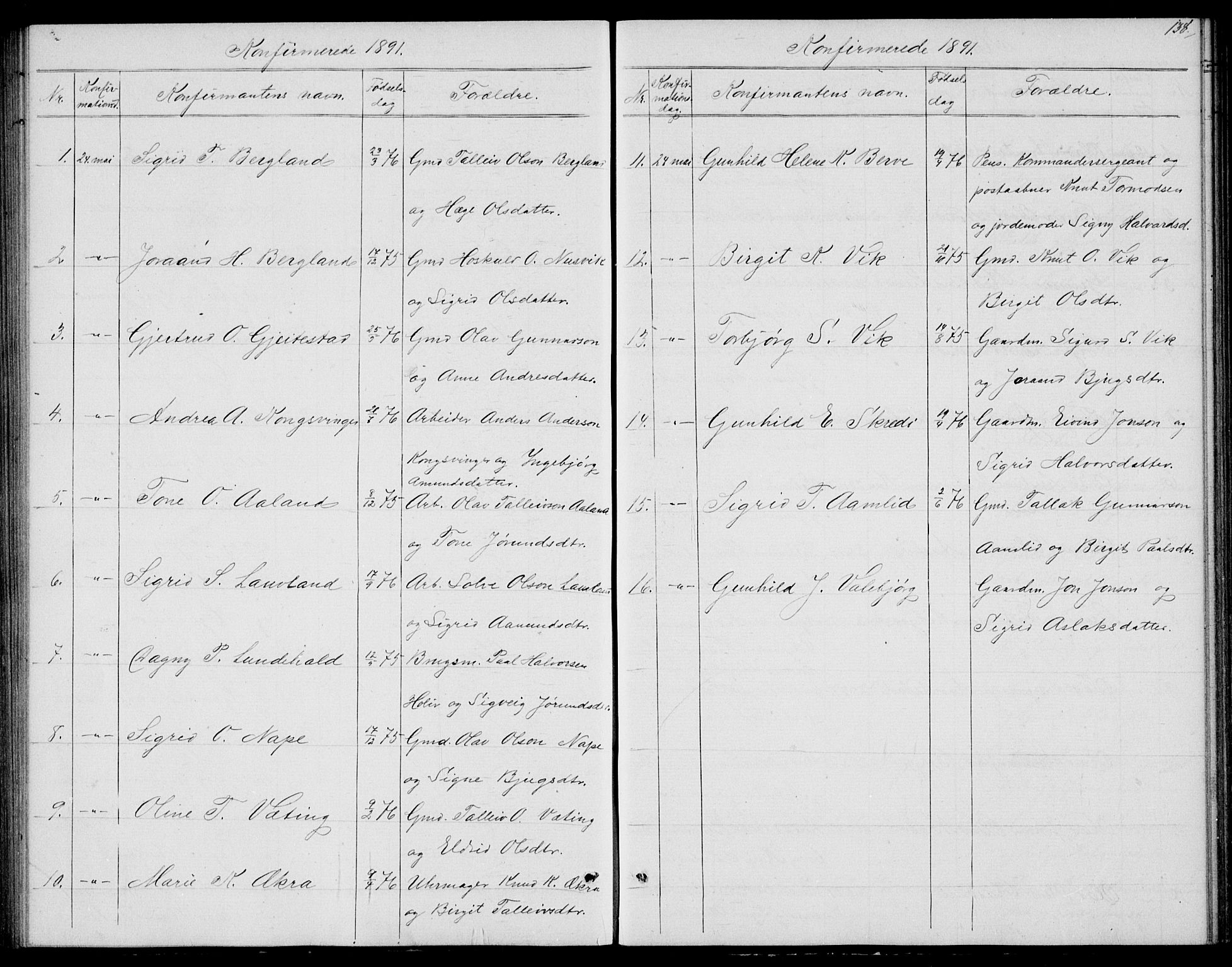 Fyresdal kirkebøker, SAKO/A-263/G/Ga/L0004: Parish register (copy) no. I 4, 1864-1892, p. 138