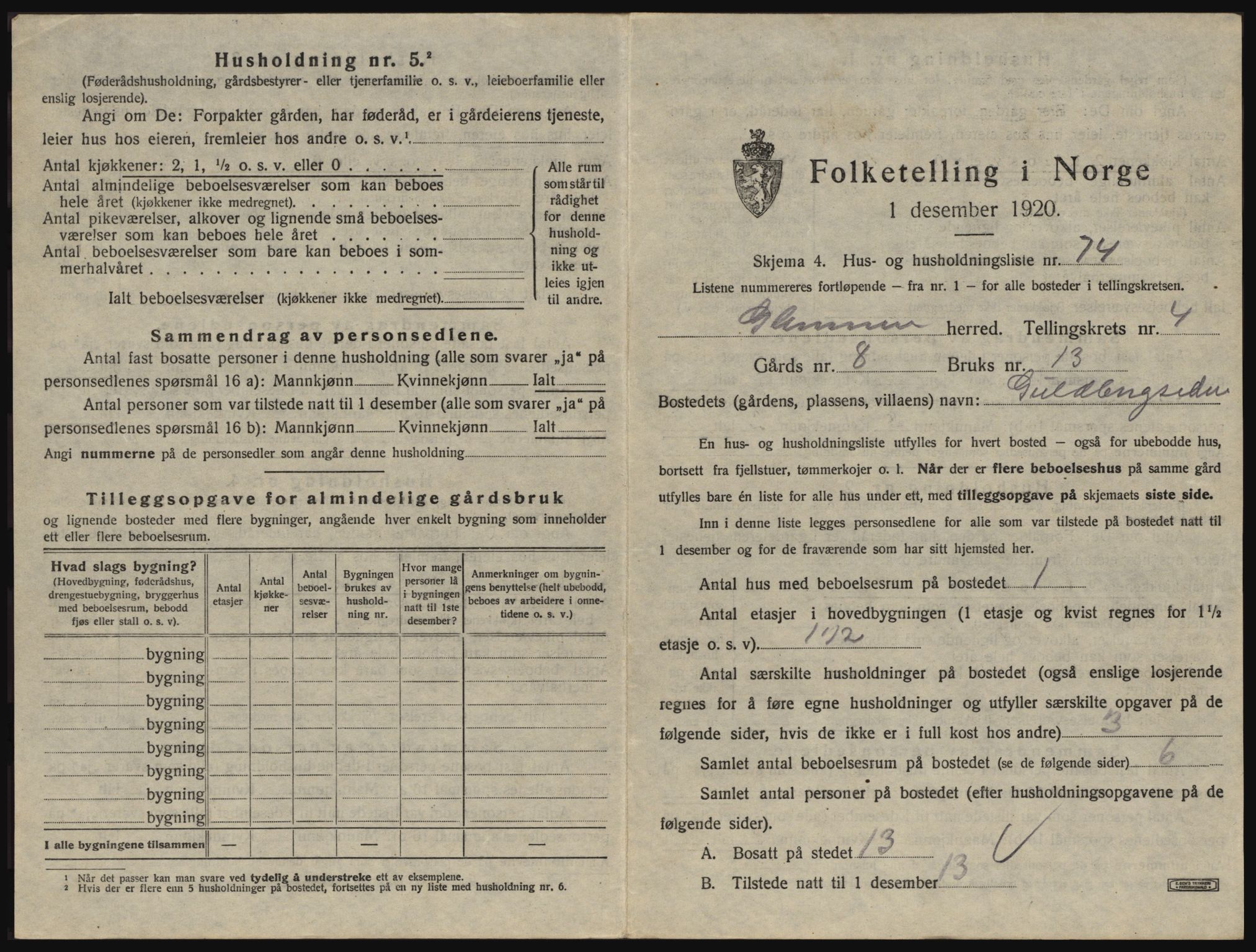 SAO, 1920 census for Glemmen, 1920, p. 775