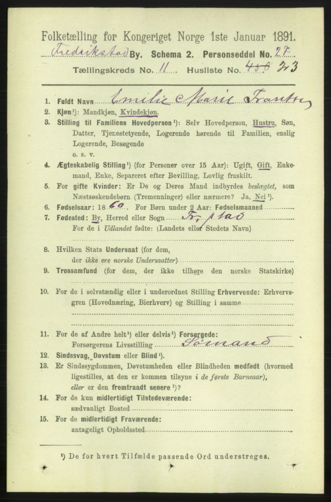 RA, 1891 census for 0103 Fredrikstad, 1891, p. 12813