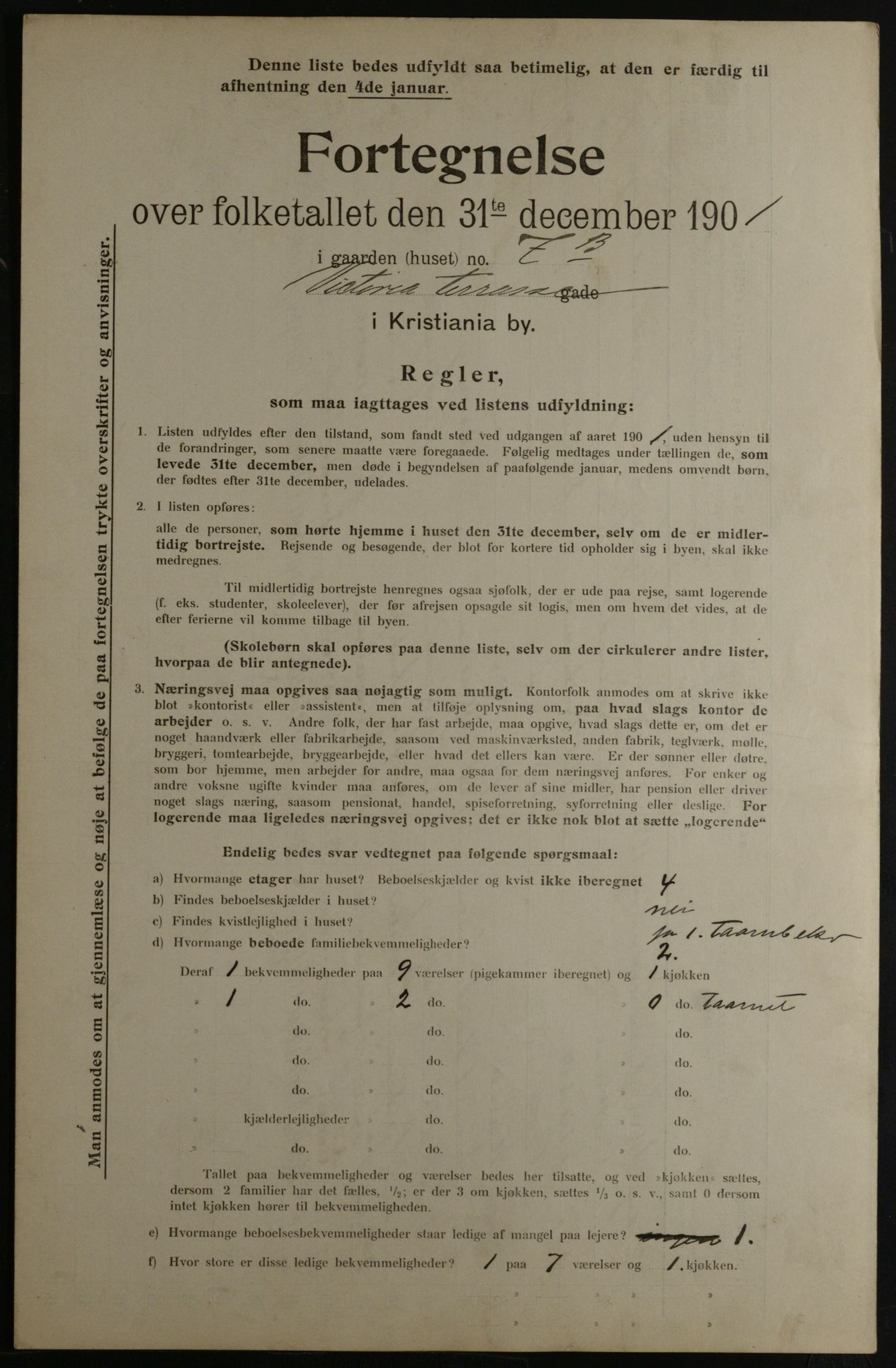 OBA, Municipal Census 1901 for Kristiania, 1901, p. 18957