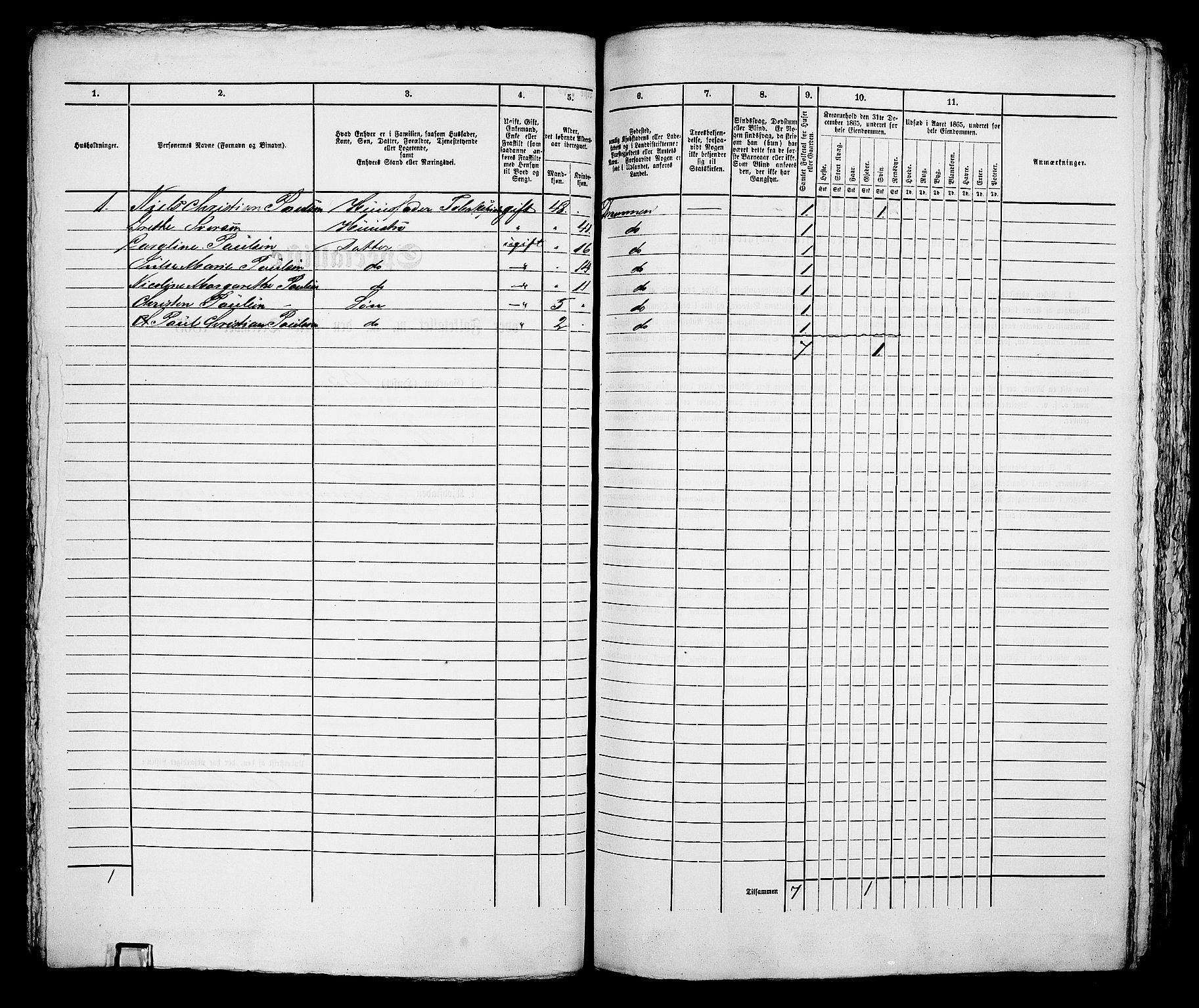 RA, 1865 census for Bragernes in Drammen, 1865, p. 266