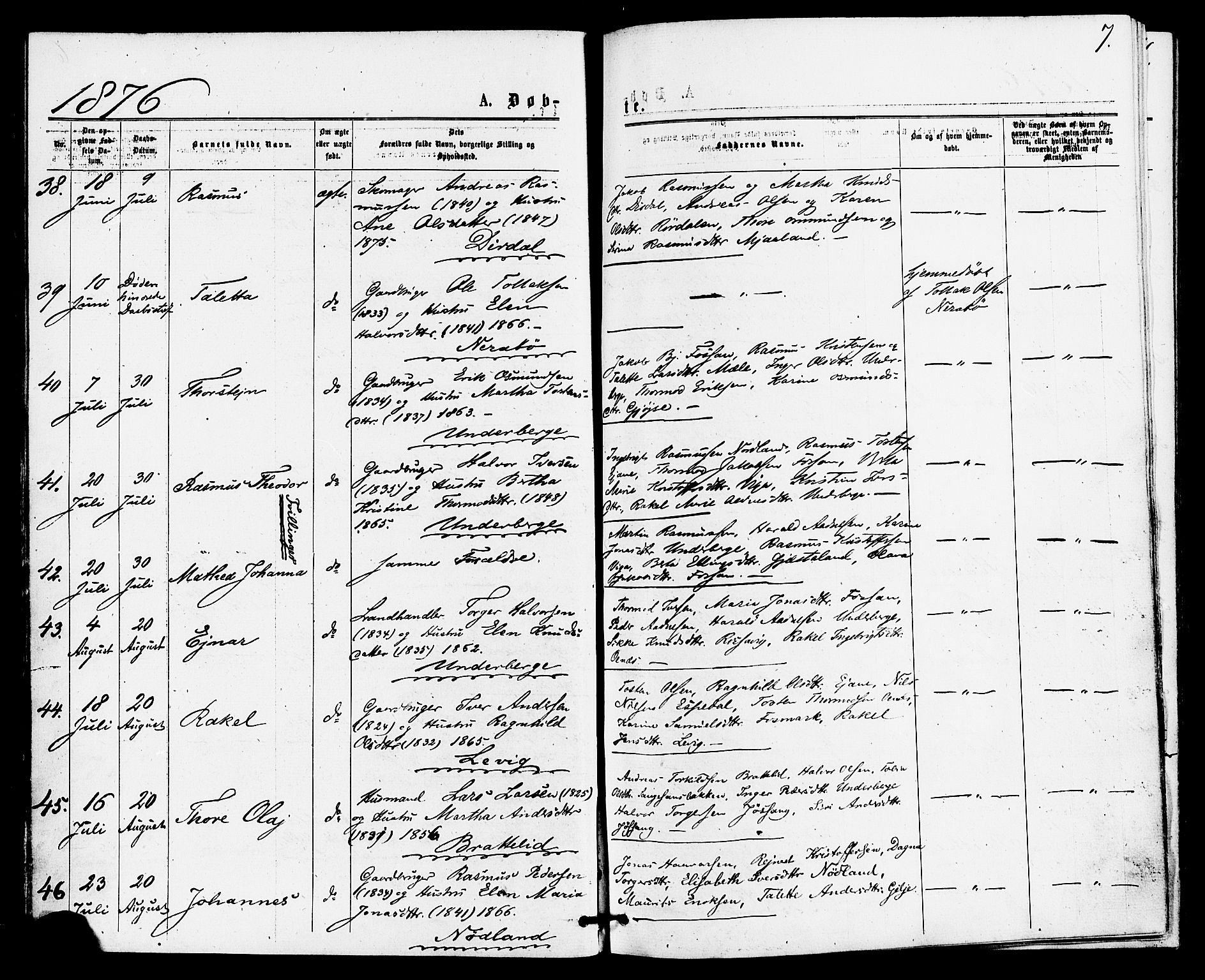 Høgsfjord sokneprestkontor, AV/SAST-A-101624/H/Ha/Haa/L0004: Parish register (official) no. A 4, 1876-1884, p. 7