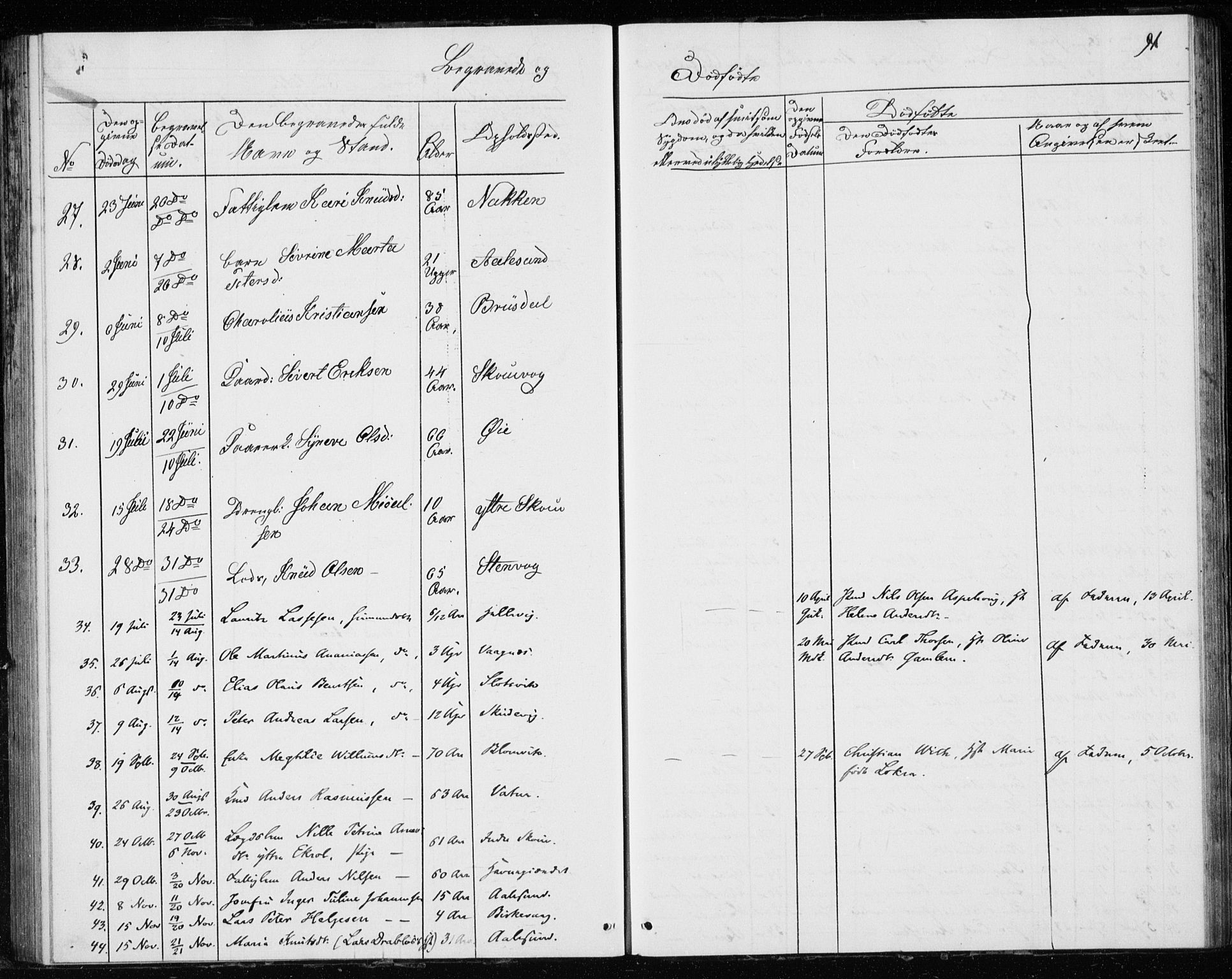 Ministerialprotokoller, klokkerbøker og fødselsregistre - Møre og Romsdal, AV/SAT-A-1454/528/L0416: Curate's parish register no. 528B04, 1853-1857, p. 91