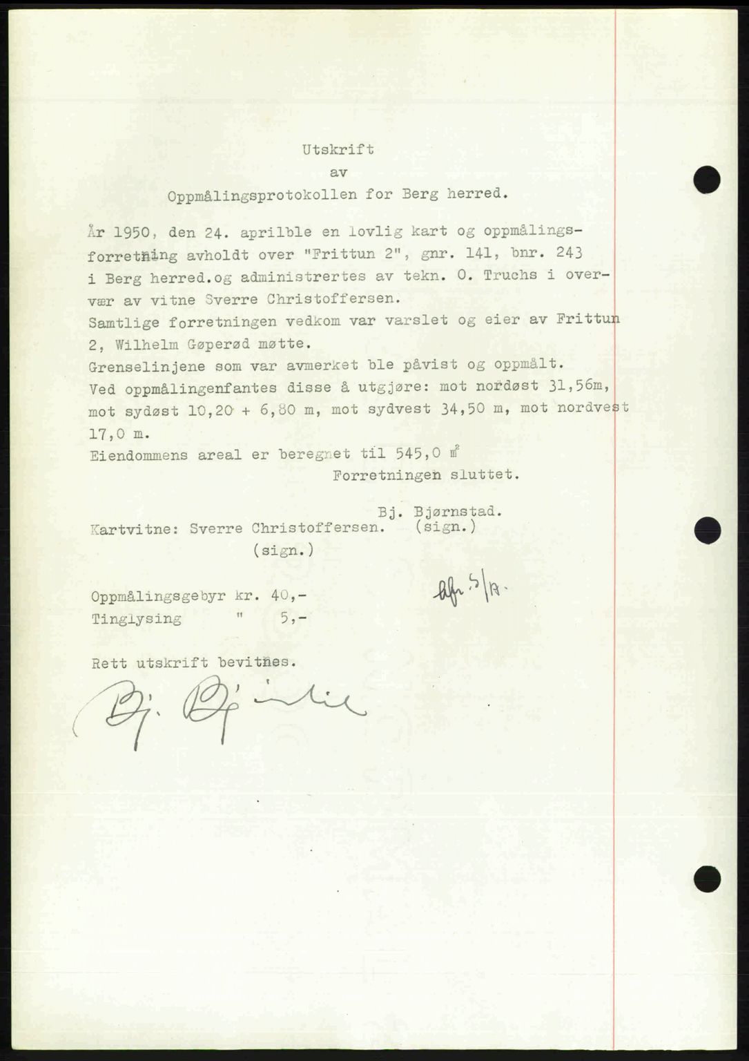 Idd og Marker sorenskriveri, AV/SAO-A-10283/G/Gb/Gbb/L0014: Mortgage book no. A14, 1950-1950, Diary no: : 1058/1950