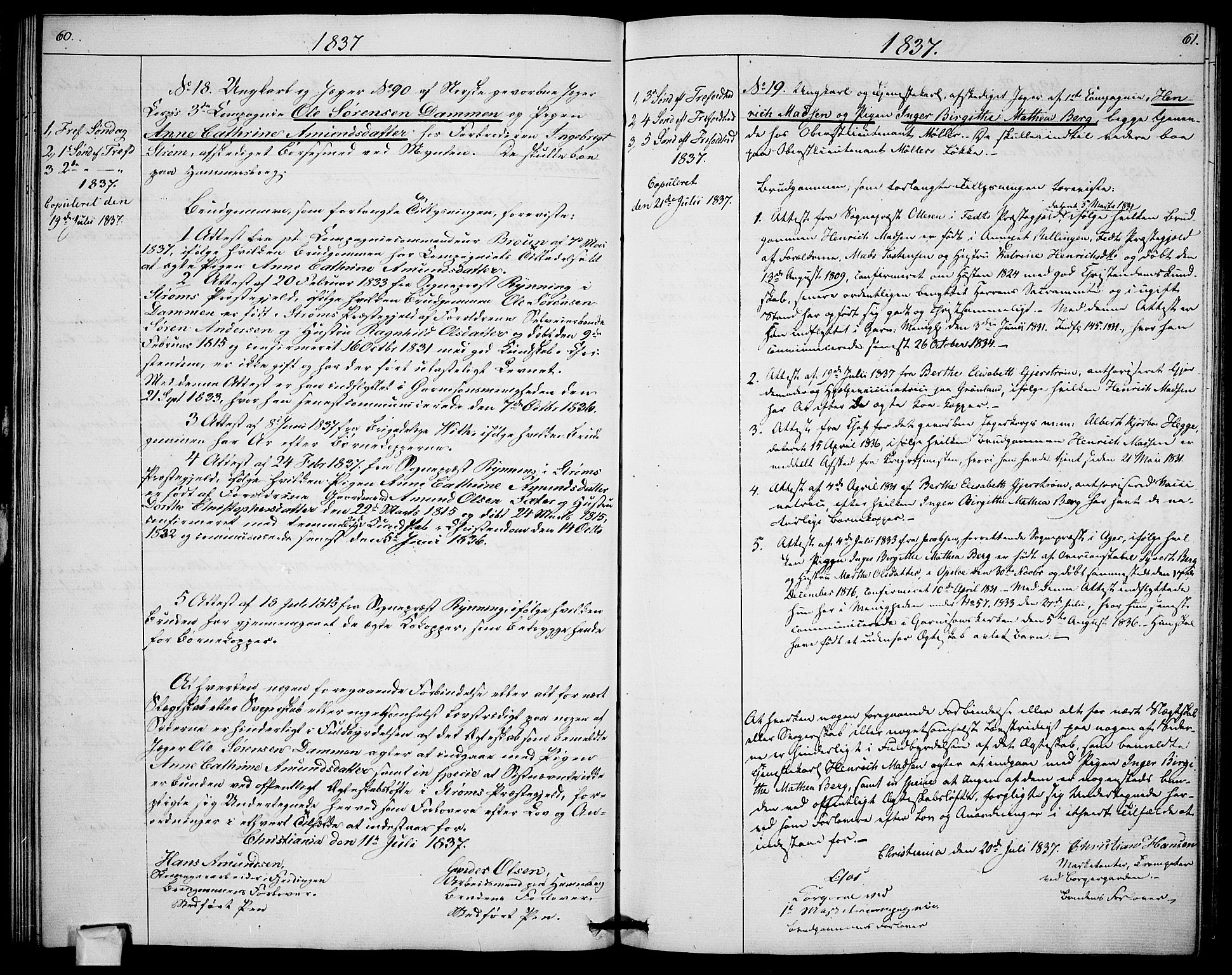 Garnisonsmenigheten Kirkebøker, AV/SAO-A-10846/H/Ha/L0003: Banns register no. I 3, 1835-1840, p. 60-61