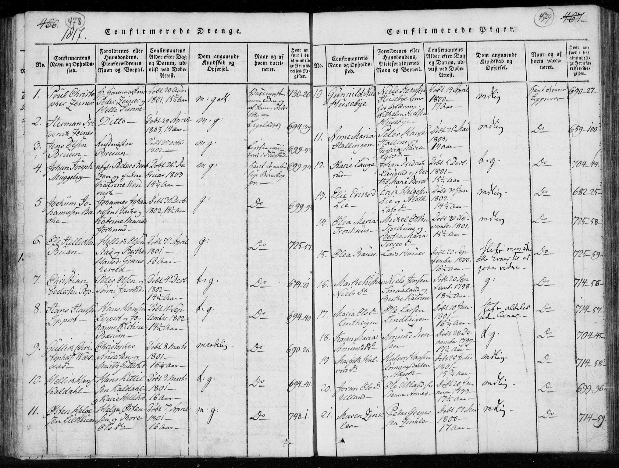 Kongsberg kirkebøker, SAKO/A-22/F/Fa/L0008: Parish register (official) no. I 8, 1816-1839, p. 478-479