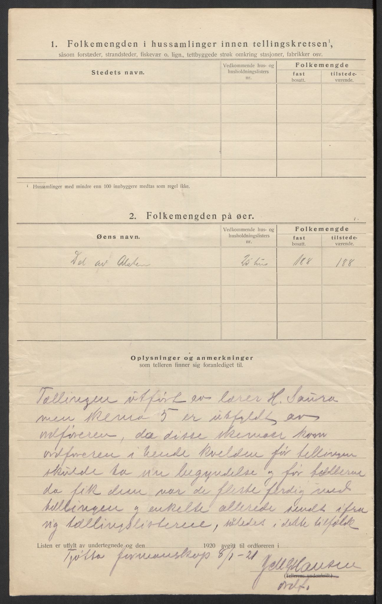 SAT, 1920 census for Tjøtta, 1920, p. 13