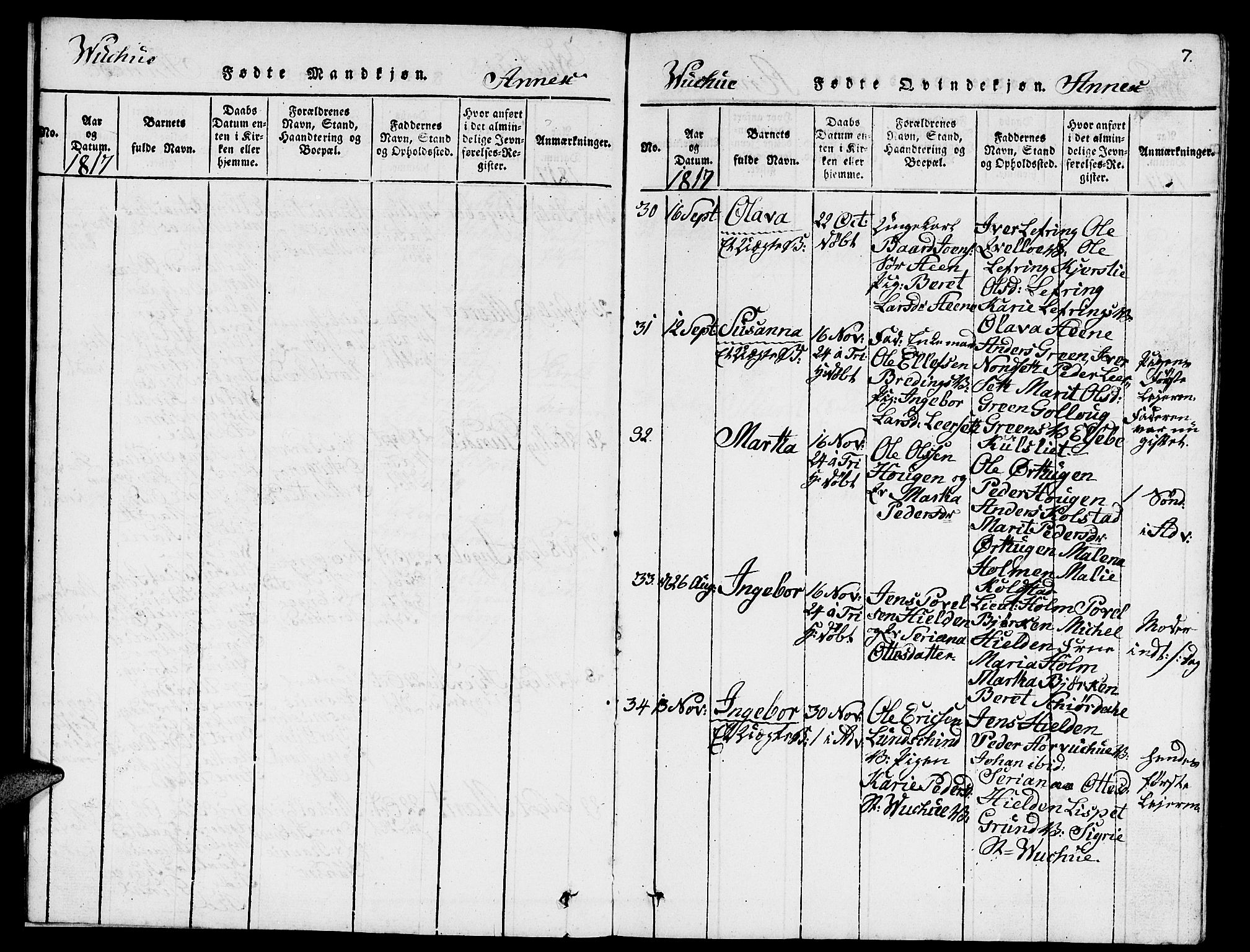 Ministerialprotokoller, klokkerbøker og fødselsregistre - Nord-Trøndelag, AV/SAT-A-1458/724/L0265: Parish register (copy) no. 724C01, 1816-1845, p. 7