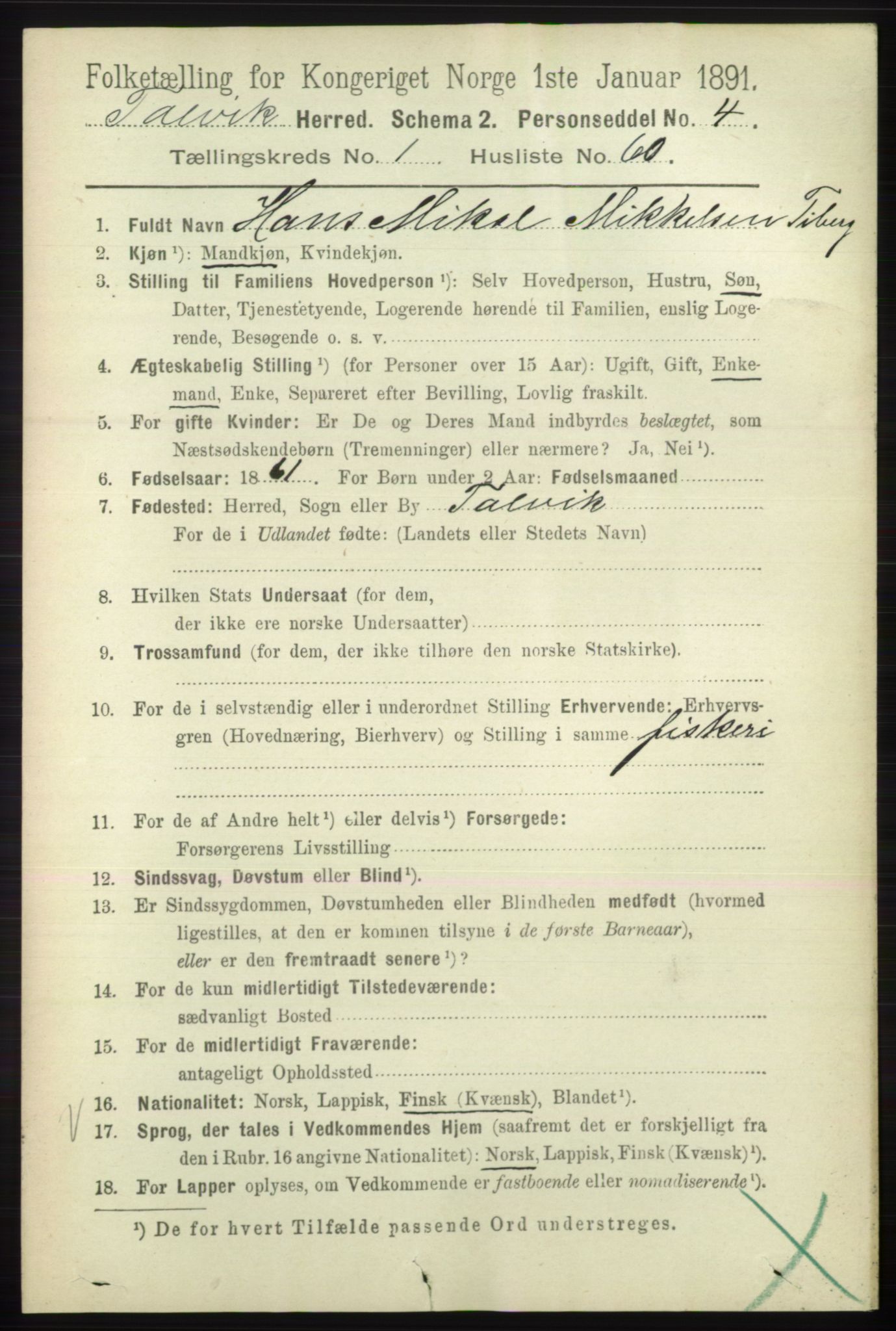 RA, 1891 census for 2013 Talvik, 1891, p. 483