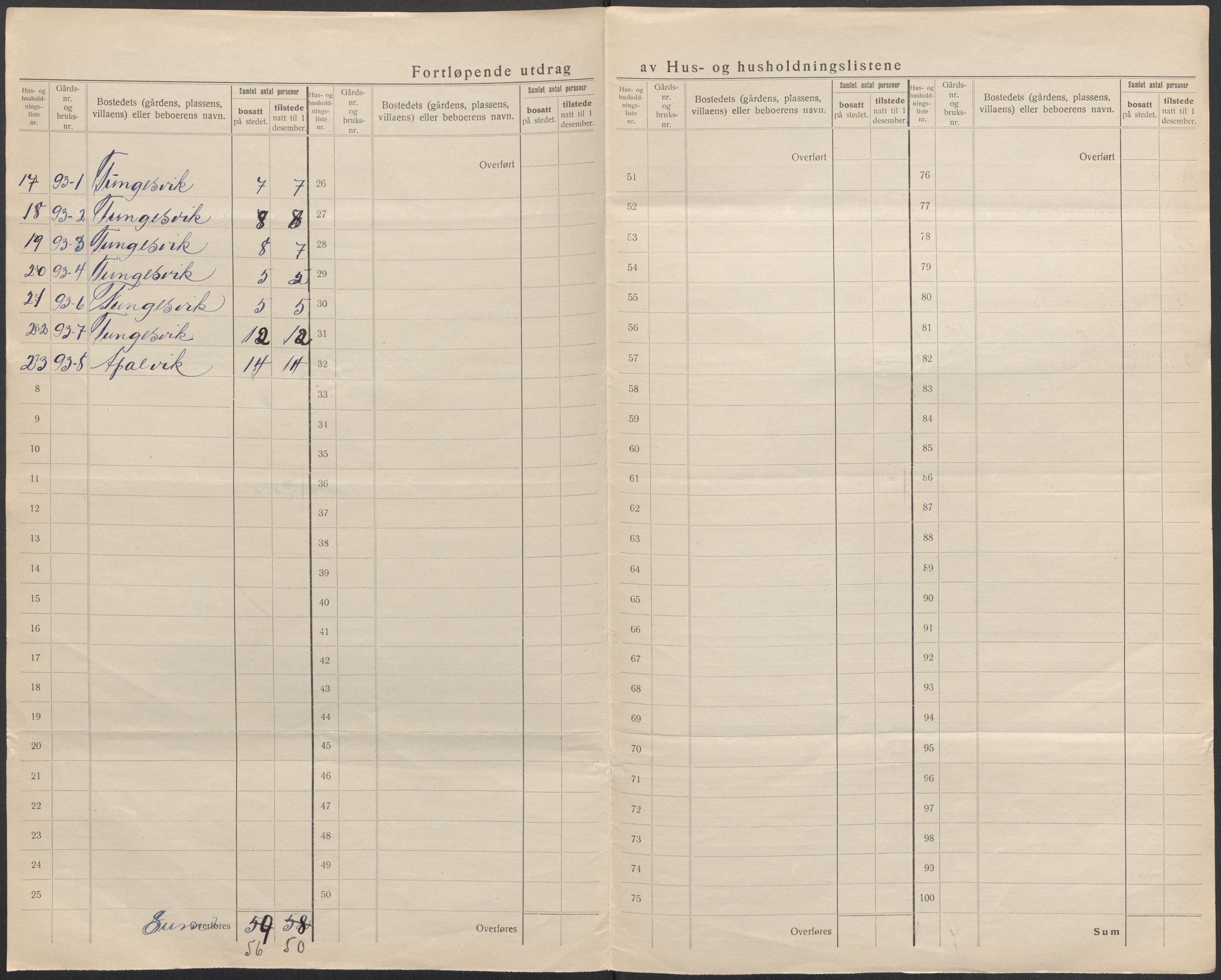 SAB, 1920 census for Skånevik, 1920, p. 26