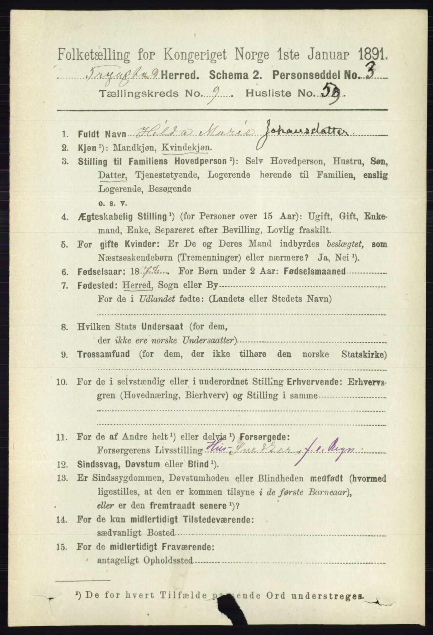 RA, 1891 Census for 0122 Trøgstad, 1891, p. 4224