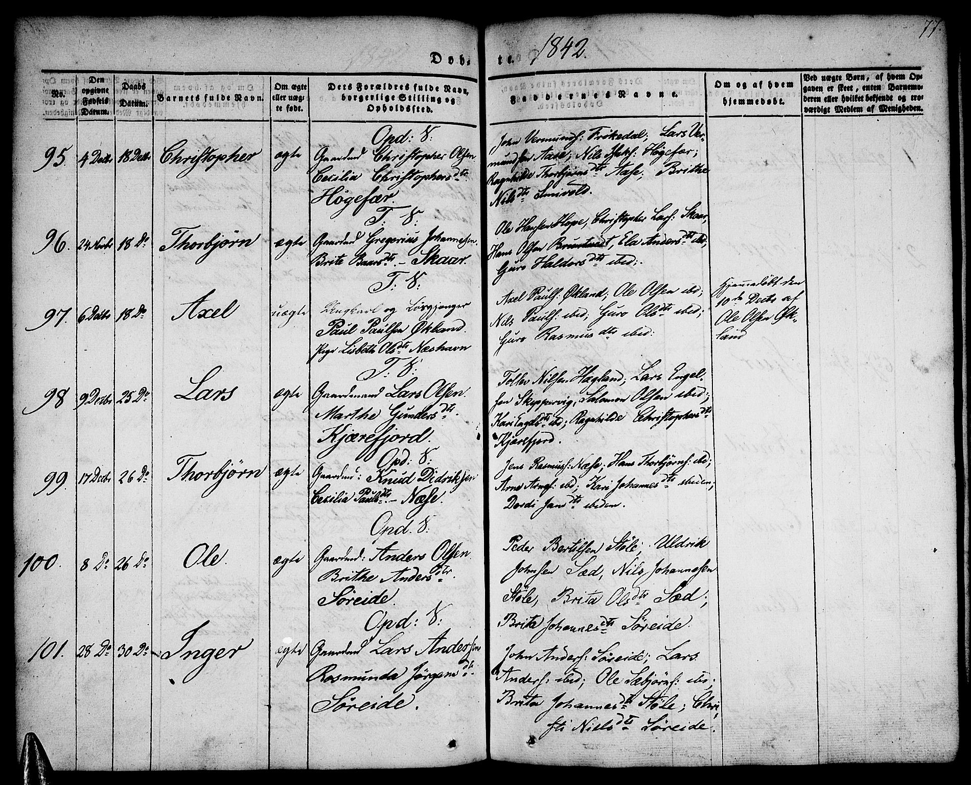 Tysnes sokneprestembete, AV/SAB-A-78601/H/Haa: Parish register (official) no. A 9, 1837-1848, p. 77