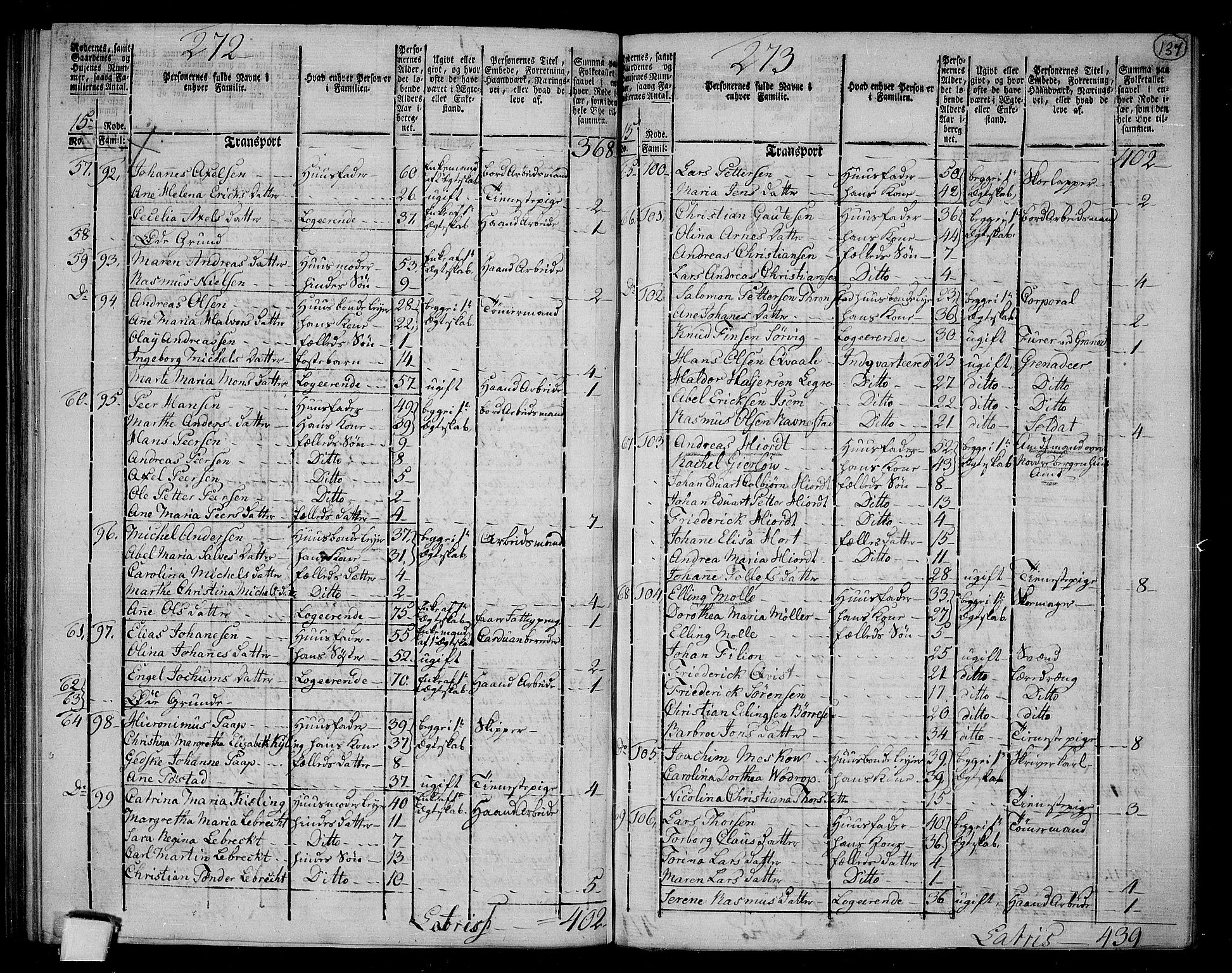 RA, 1801 census for 1301 Bergen, 1801, p. 136b-137a