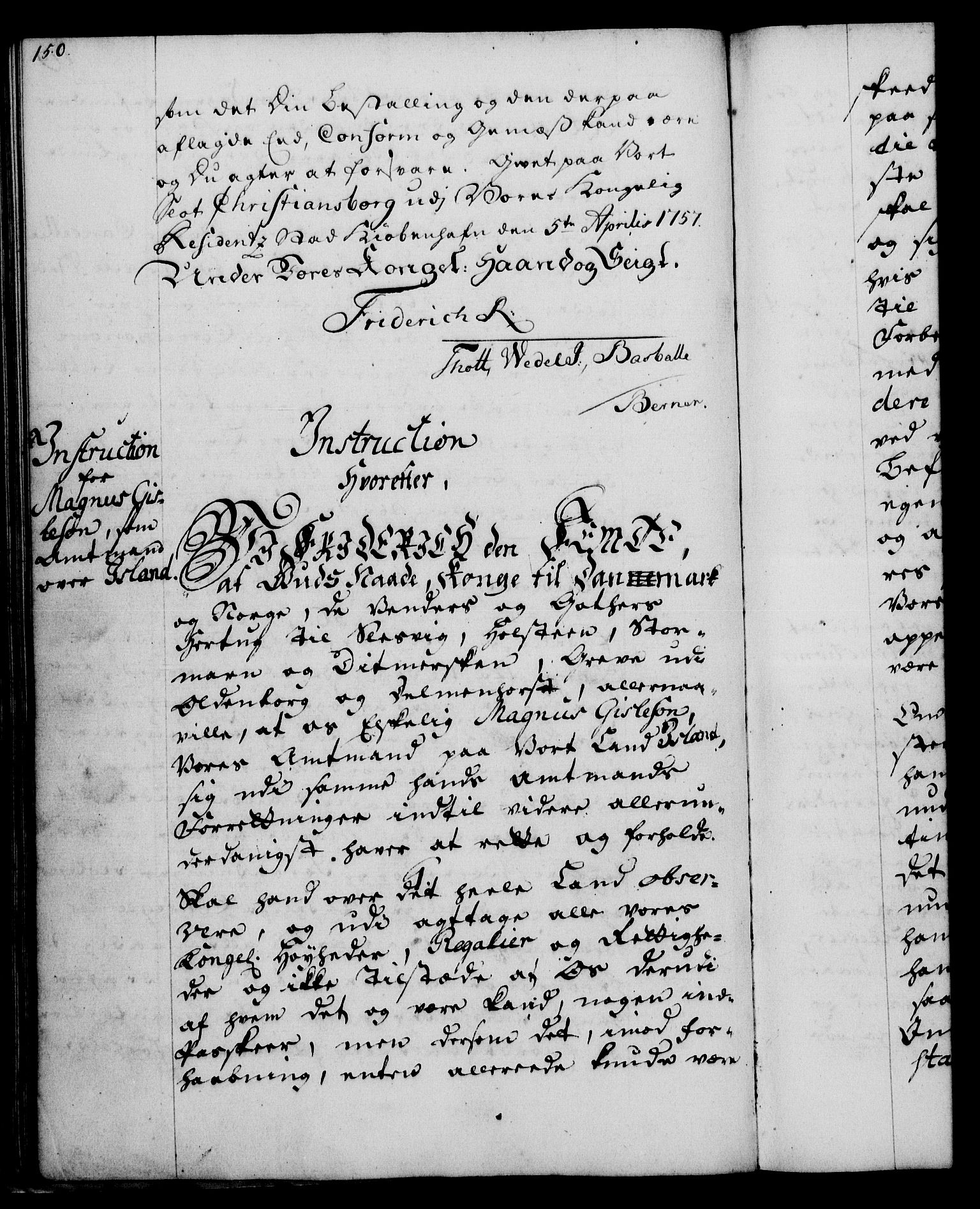 Rentekammeret, Kammerkanselliet, RA/EA-3111/G/Gg/Ggi/L0003: Norsk instruksjonsprotokoll med register (merket RK 53.36), 1751-1775, p. 150