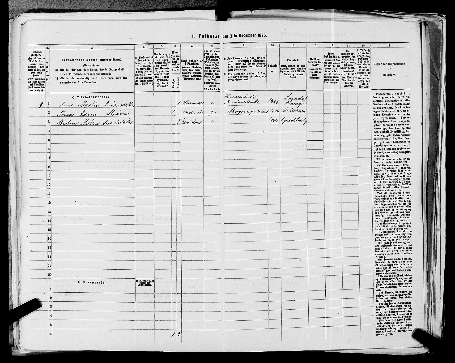 SAST, 1875 census for 1111L Sokndal/Sokndal, 1875, p. 924