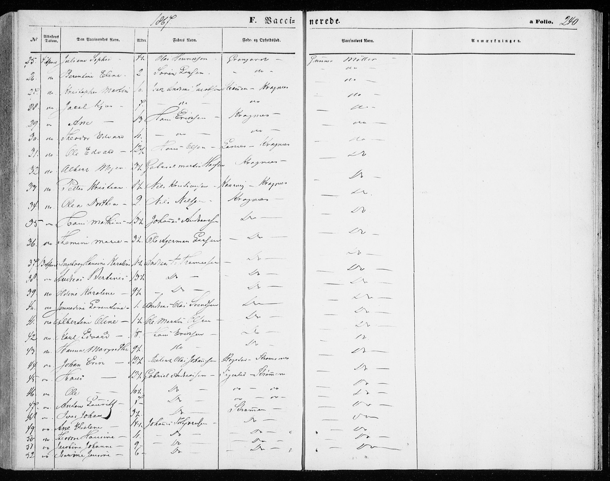 Lenvik sokneprestembete, AV/SATØ-S-1310/H/Ha/Haa/L0009kirke: Parish register (official) no. 9, 1866-1873, p. 240