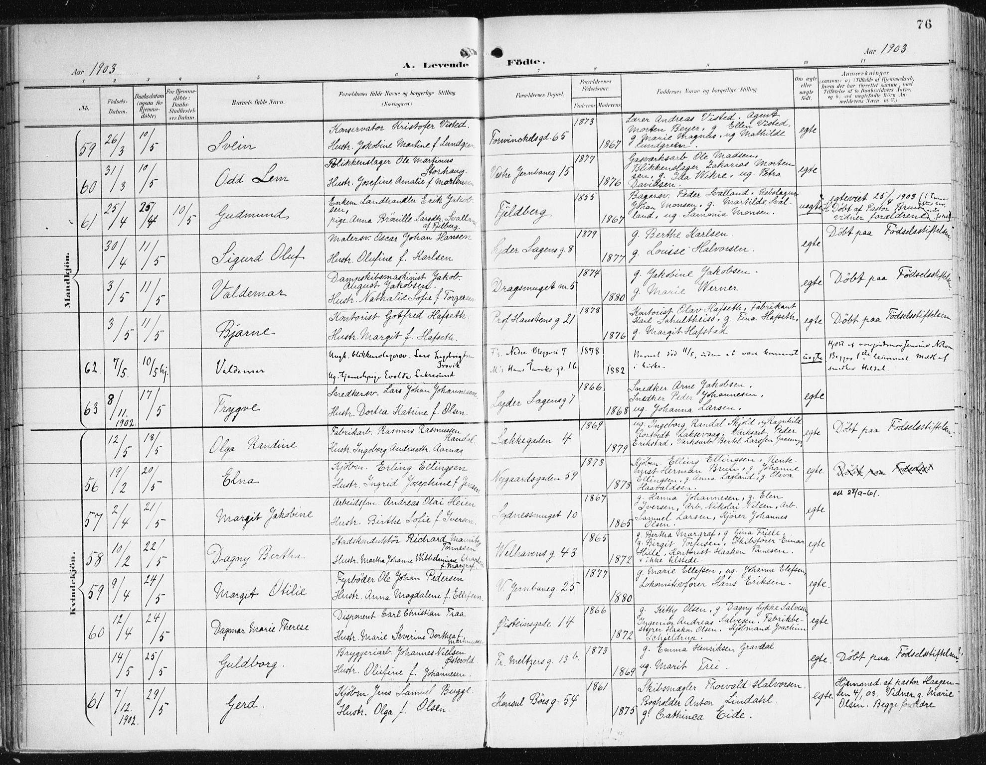 Johanneskirken sokneprestembete, AV/SAB-A-76001/H/Haa/L0002: Parish register (official) no. A 2, 1900-1912, p. 76