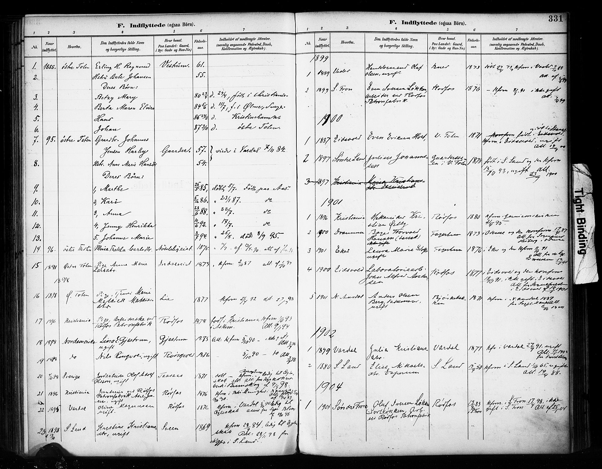Vestre Toten prestekontor, SAH/PREST-108/H/Ha/Haa/L0011: Parish register (official) no. 11, 1895-1906, p. 331