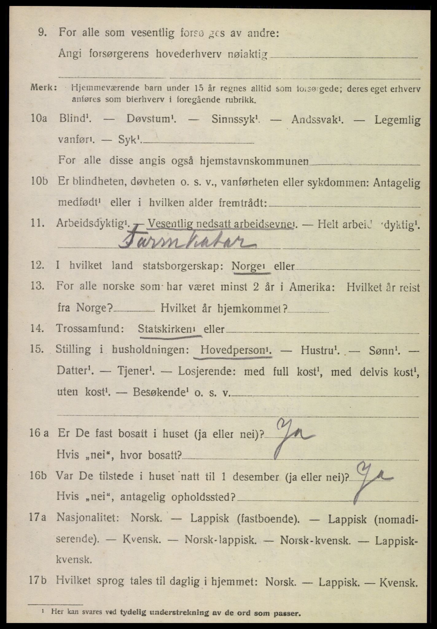 SAT, 1920 census for Meløy, 1920, p. 3464