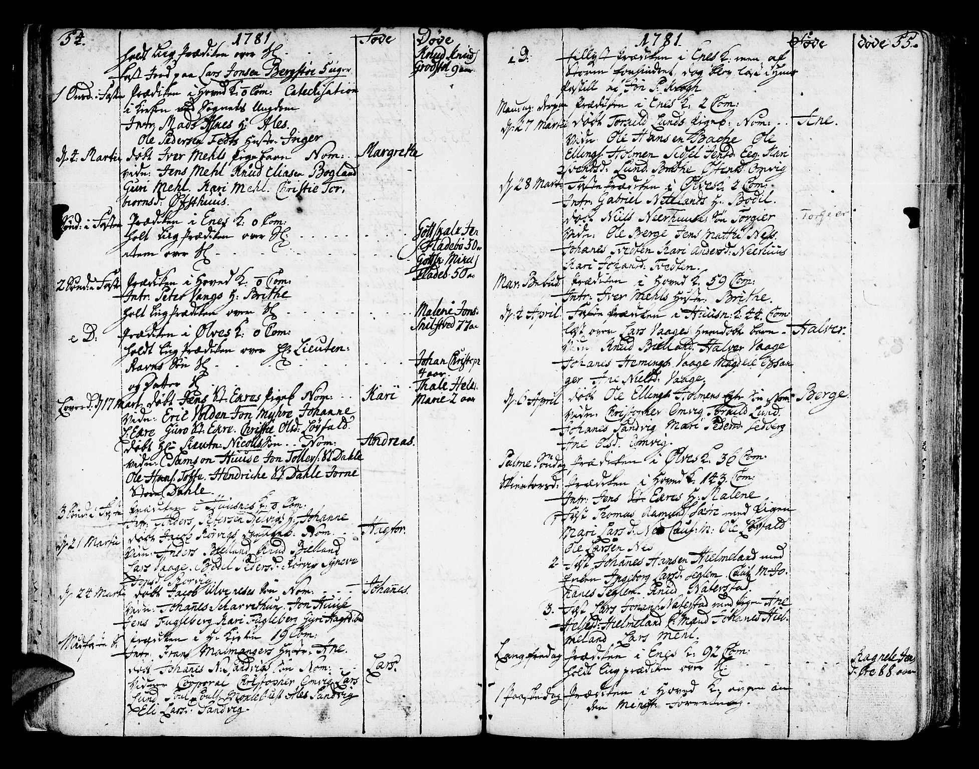 Kvinnherad sokneprestembete, AV/SAB-A-76401/H/Haa: Parish register (official) no. A 4, 1778-1811, p. 54-55