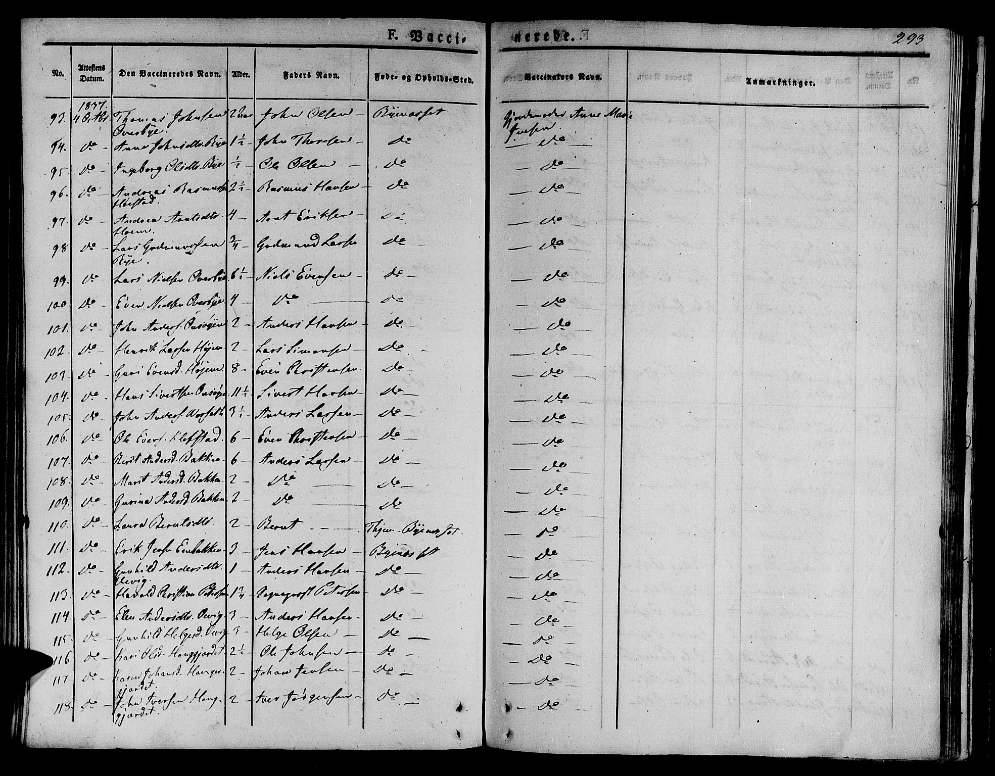 Ministerialprotokoller, klokkerbøker og fødselsregistre - Sør-Trøndelag, AV/SAT-A-1456/612/L0374: Parish register (official) no. 612A07 /1, 1829-1845, p. 293