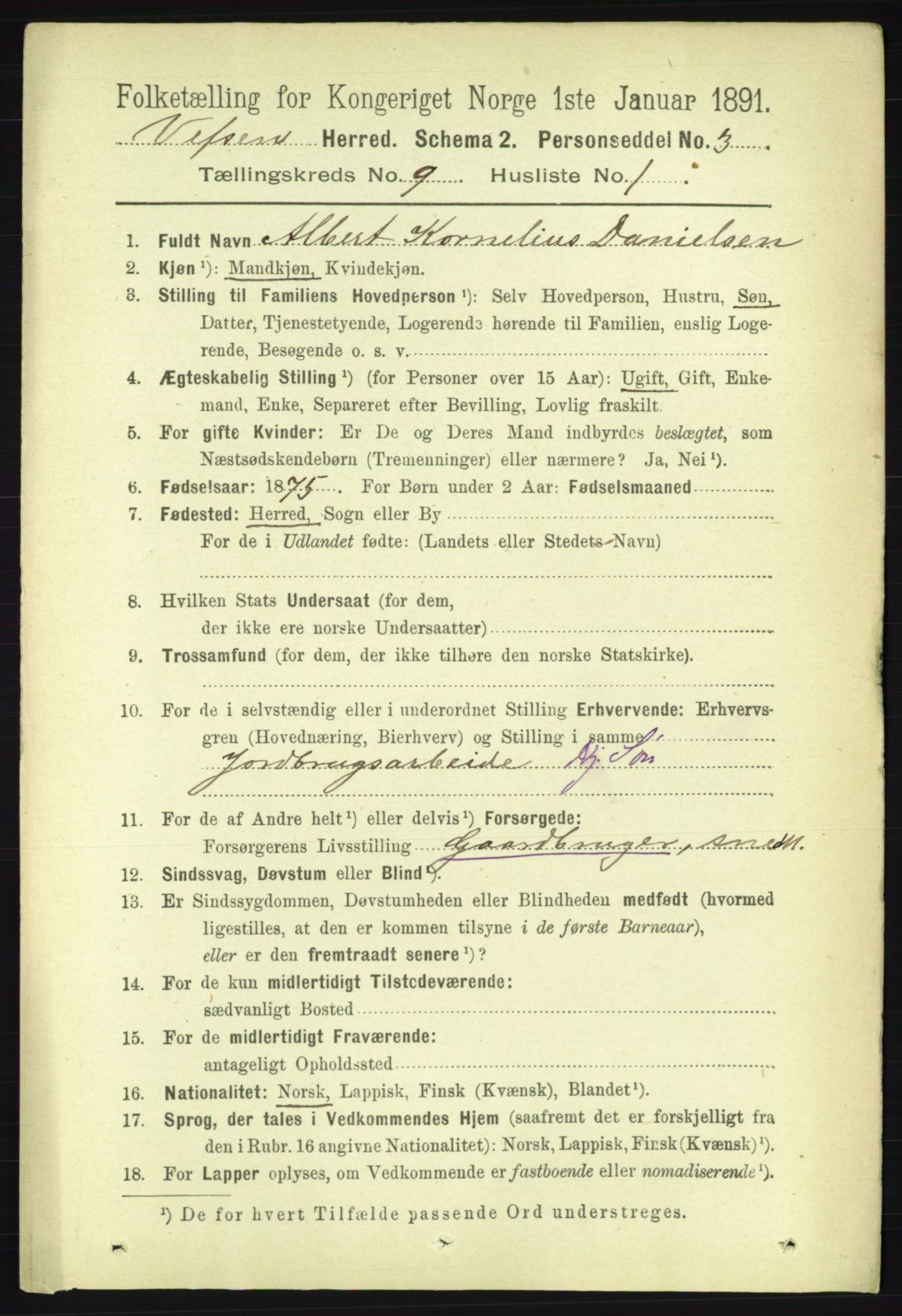 RA, 1891 census for 1824 Vefsn, 1891, p. 4698