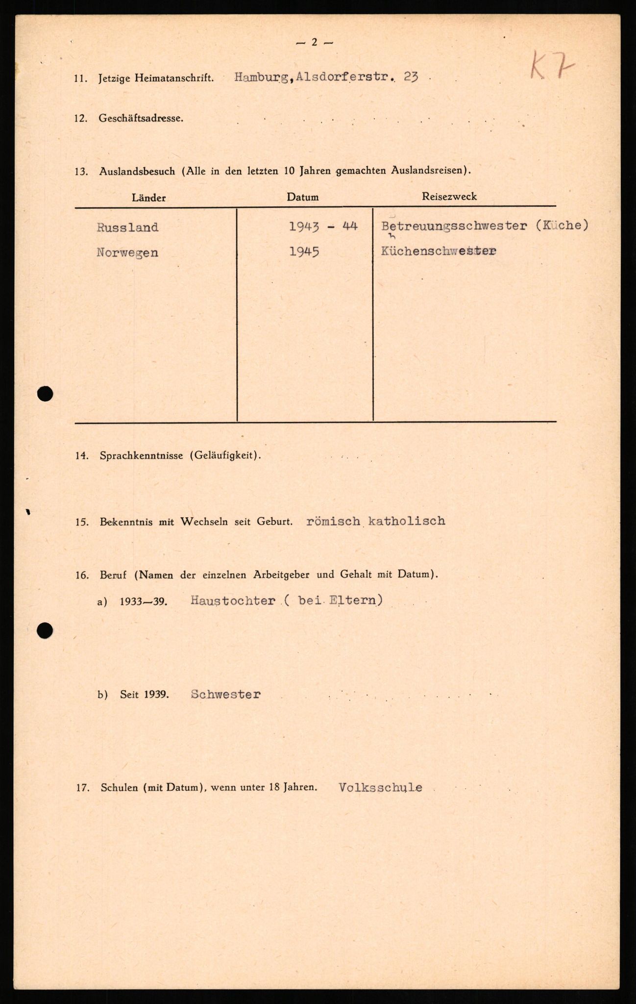 Forsvaret, Forsvarets overkommando II, AV/RA-RAFA-3915/D/Db/L0018: CI Questionaires. Tyske okkupasjonsstyrker i Norge. Tyskere., 1945-1946, p. 70