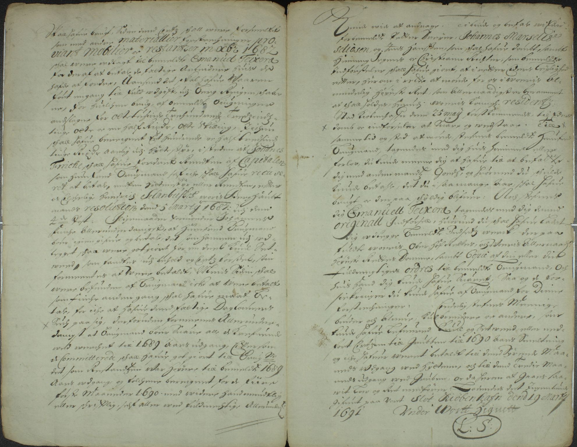 Kvikne Kobberverk, MIST/OI-A-6009/D/Da/L0001/0002: Brev og dokumenter / Kongebrev som angår i det vesentligste Kvikne Kobberverk., 1691