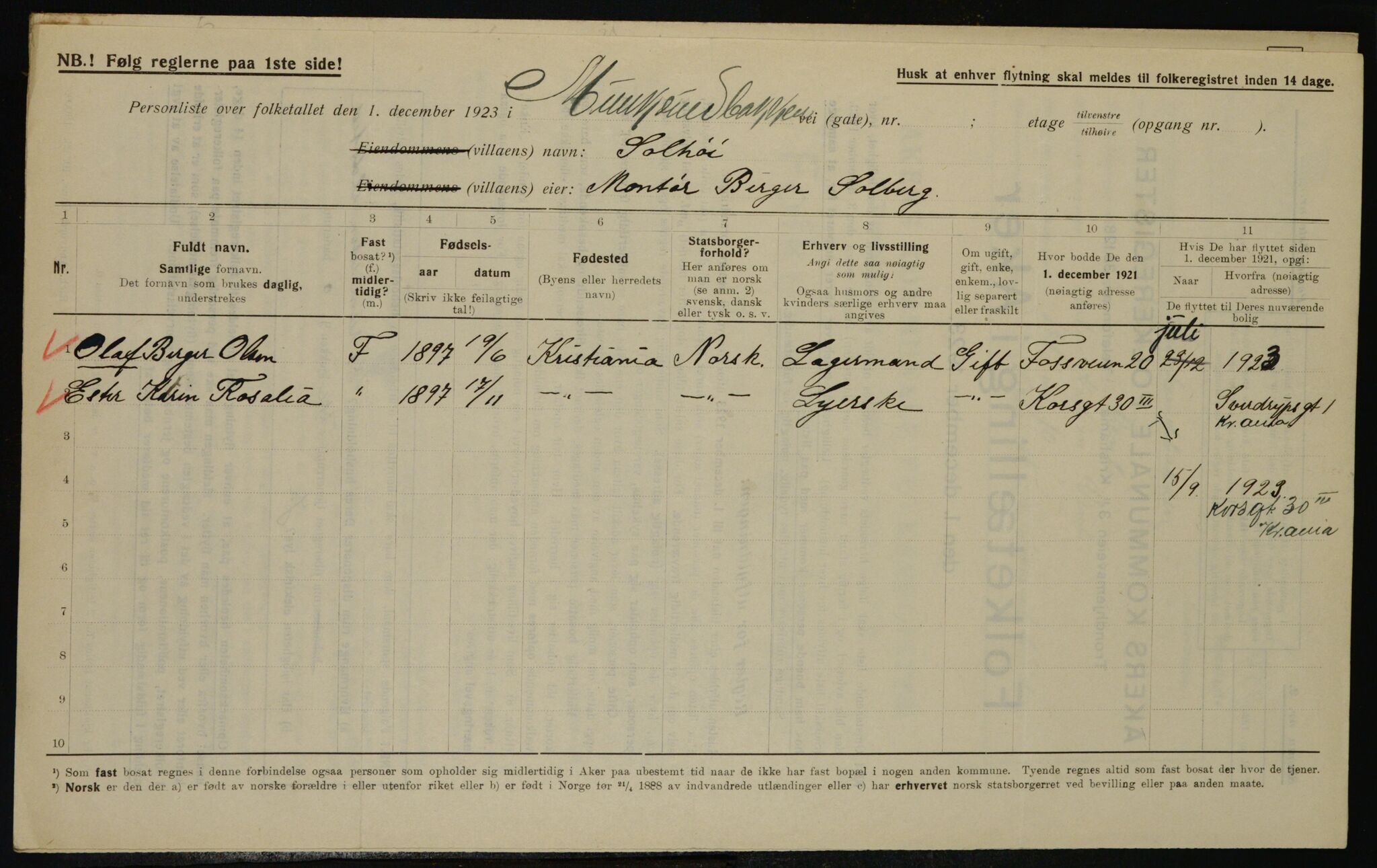 , Municipal Census 1923 for Aker, 1923, p. 42276