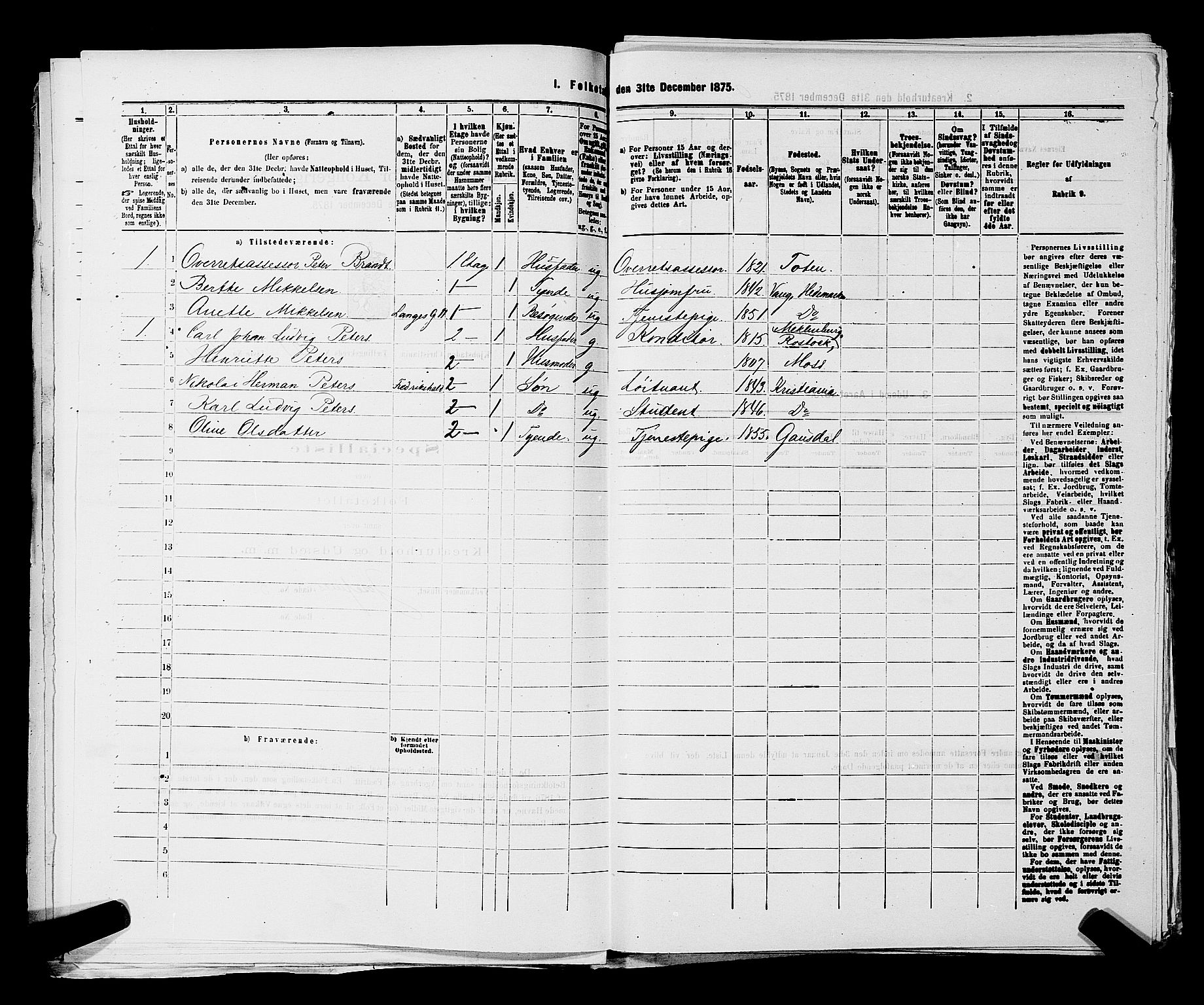 RA, 1875 census for 0301 Kristiania, 1875, p. 3745