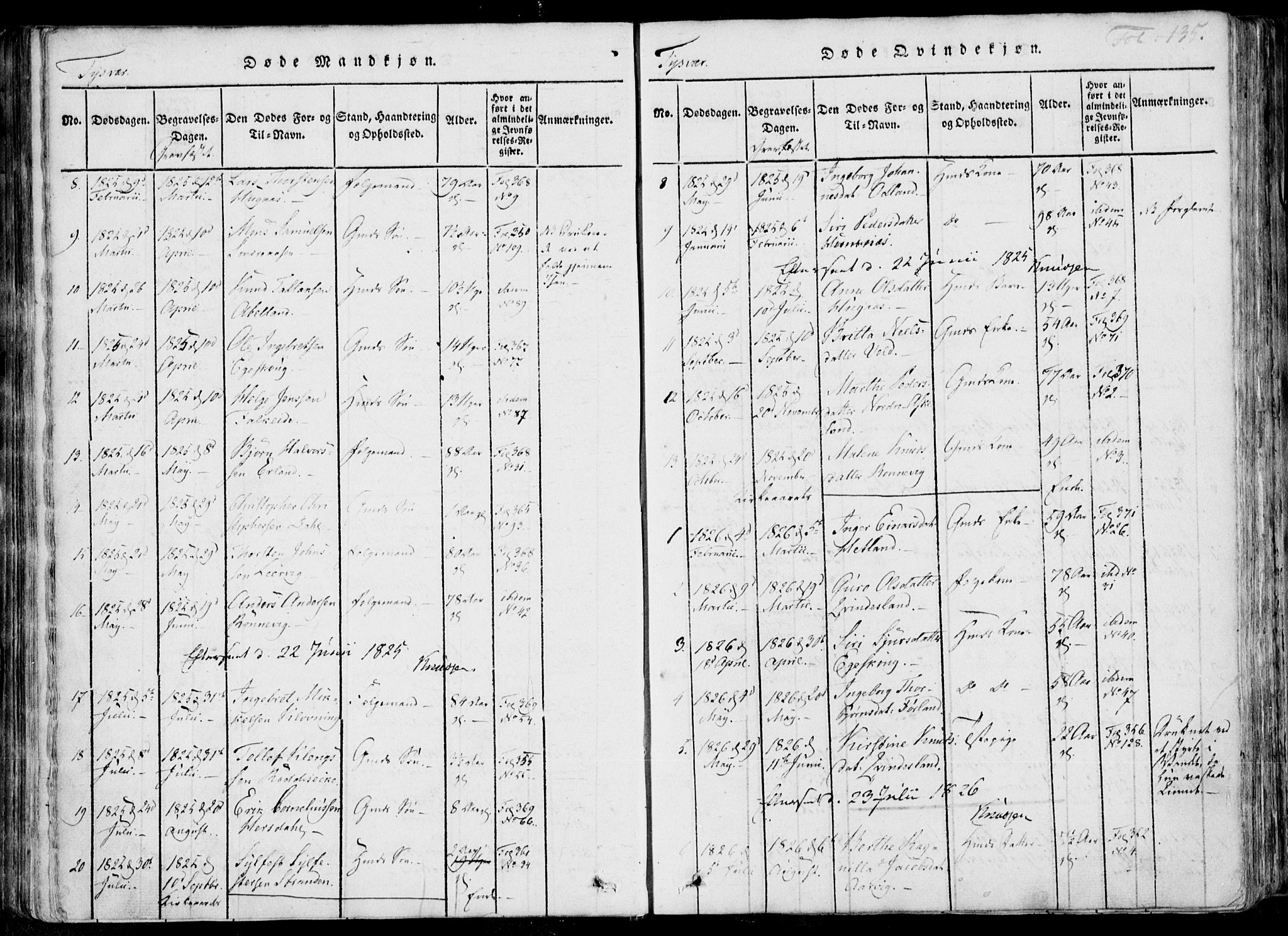 Skjold sokneprestkontor, AV/SAST-A-101847/H/Ha/Haa/L0004: Parish register (official) no. A 4 /1, 1815-1830, p. 135