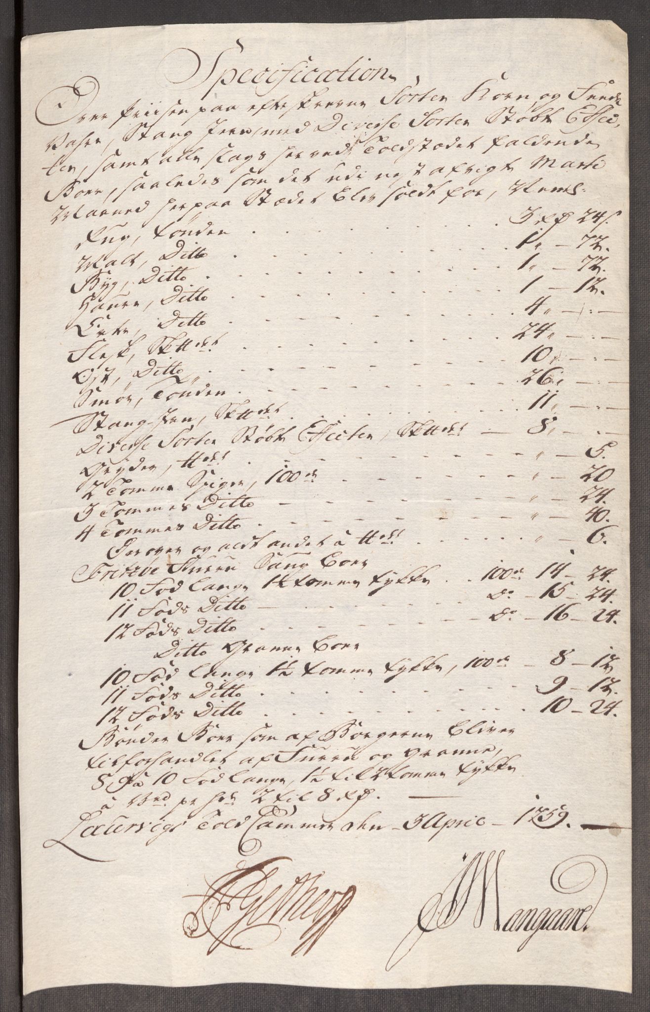Rentekammeret inntil 1814, Realistisk ordnet avdeling, RA/EA-4070/Oe/L0006: [Ø1]: Priskuranter, 1758-1760, p. 515