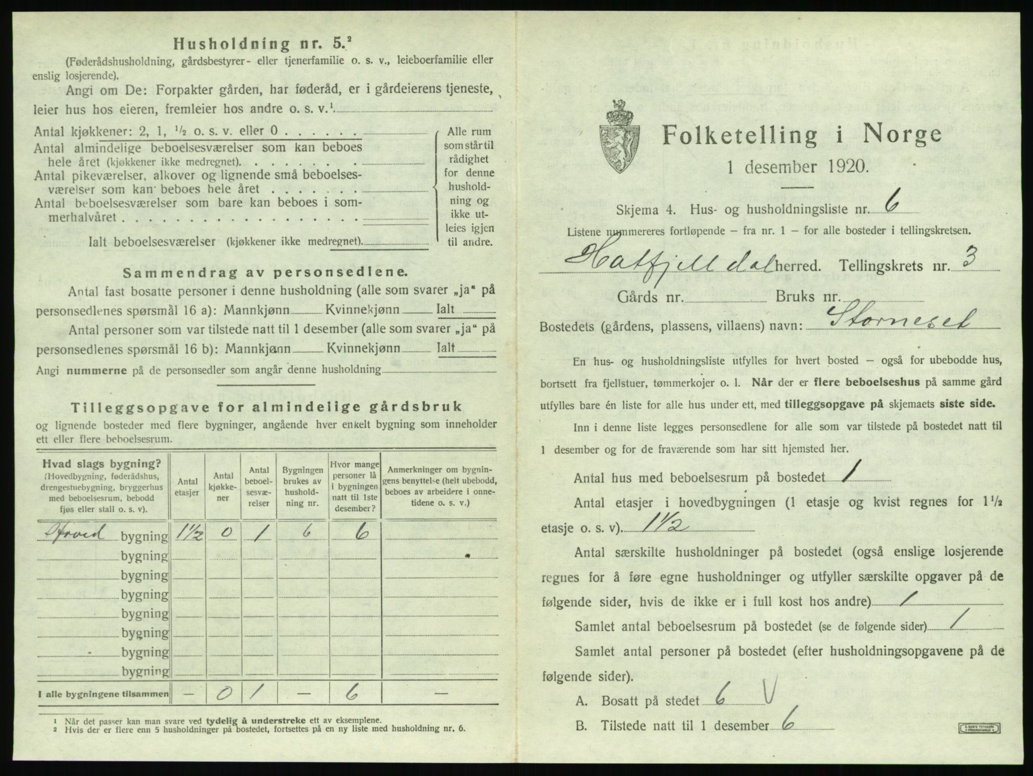 SAT, 1920 census for Hattfjelldal, 1920, p. 116