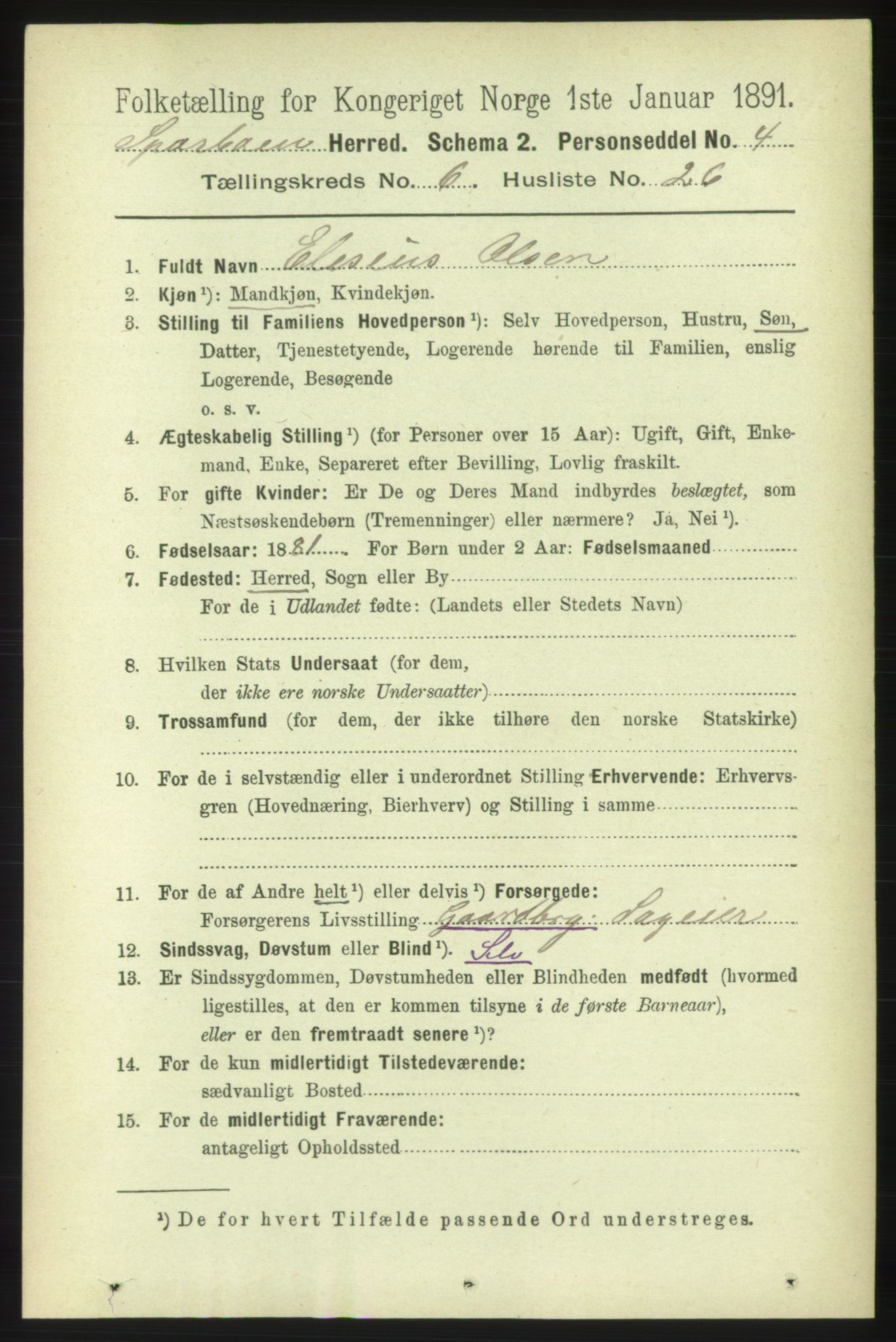 RA, 1891 census for 1731 Sparbu, 1891, p. 2315