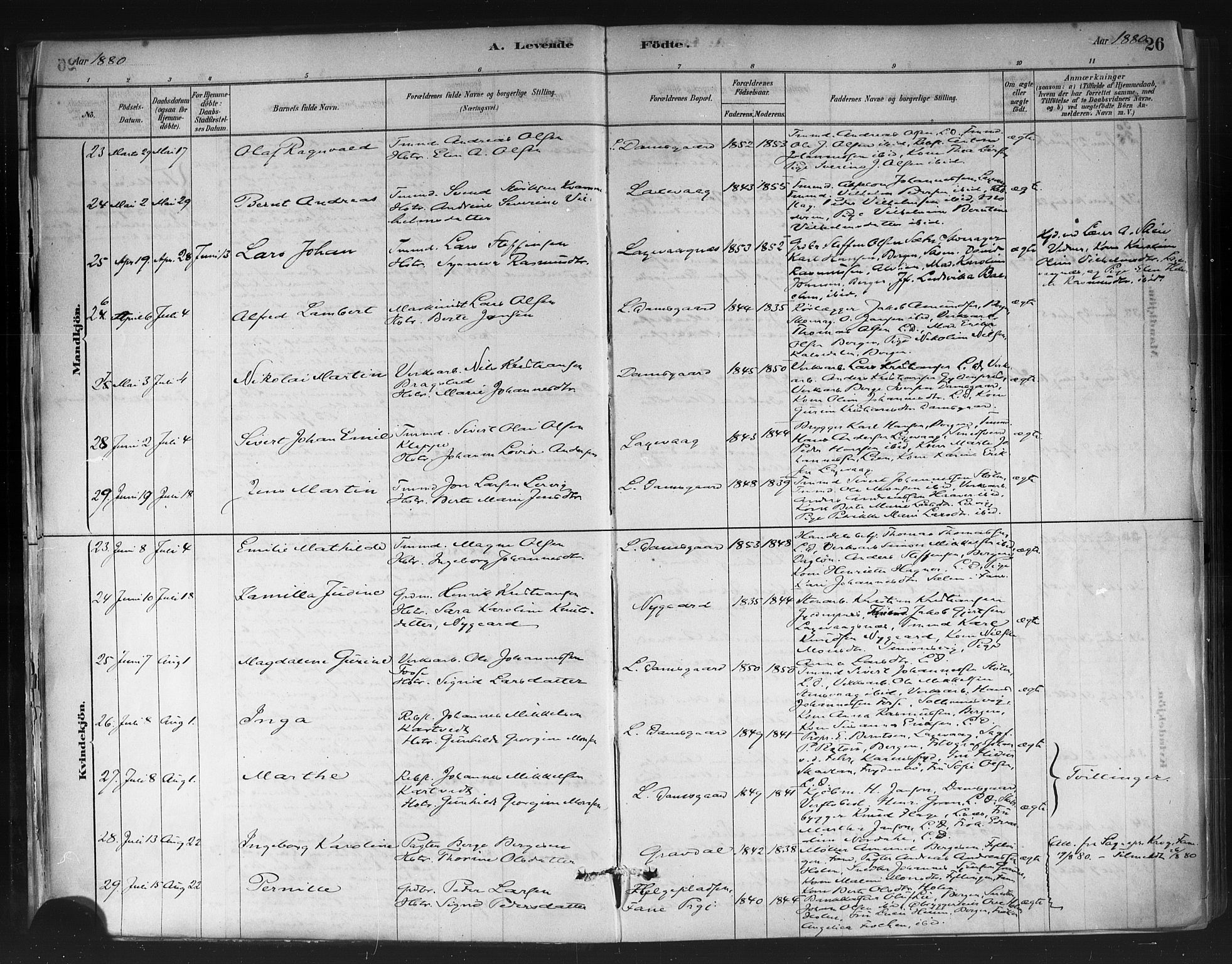 Askøy Sokneprestembete, AV/SAB-A-74101/H/Ha/Haa/Haae/L0002: Parish register (official) no. E 2, 1878-1891, p. 26