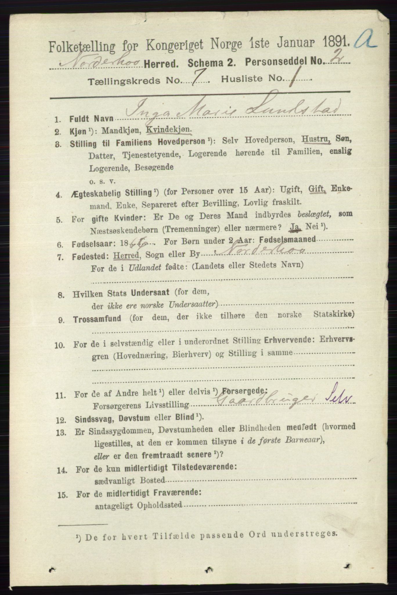 RA, 1891 census for 0613 Norderhov, 1891, p. 4490