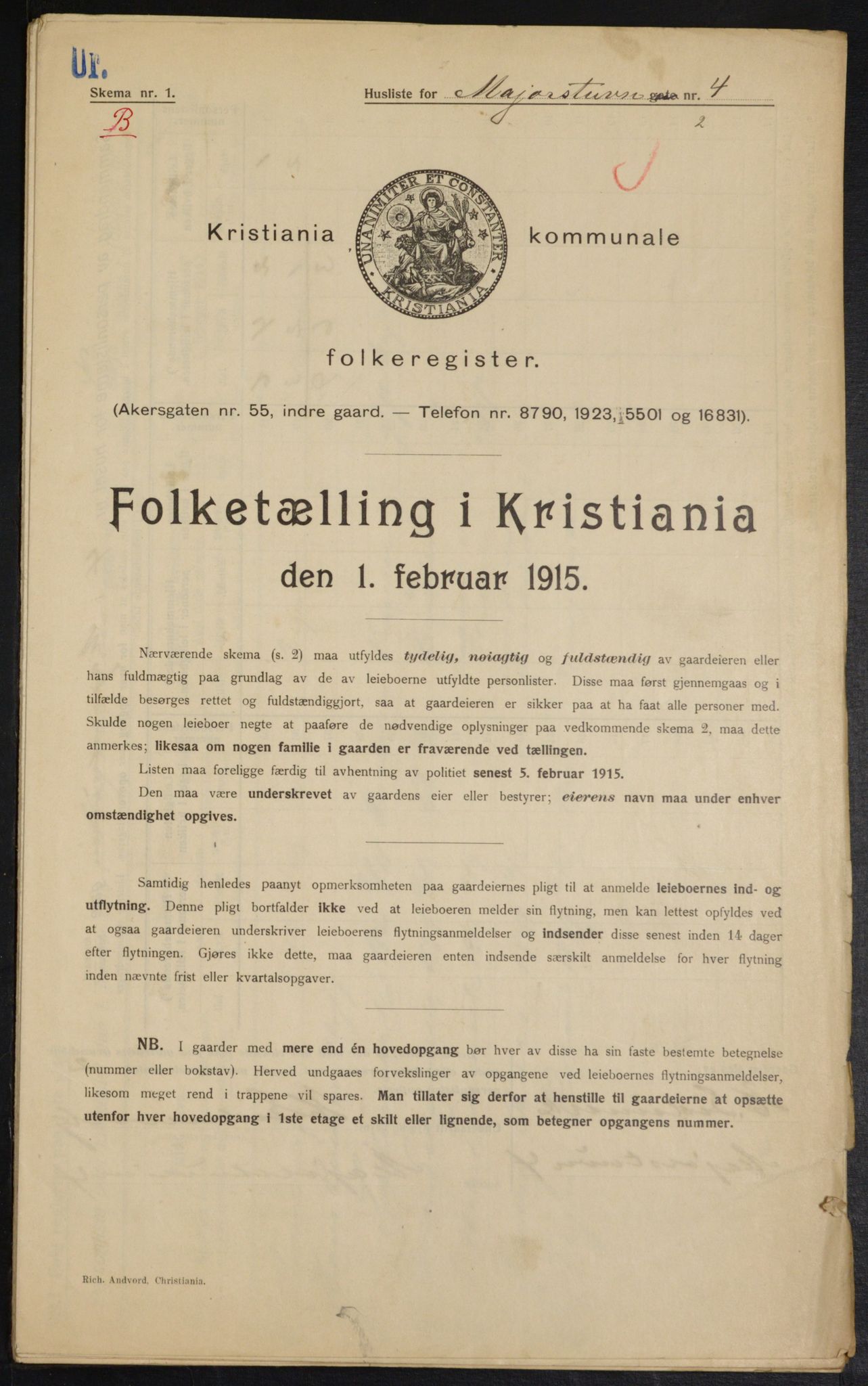 OBA, Municipal Census 1915 for Kristiania, 1915, p. 58983